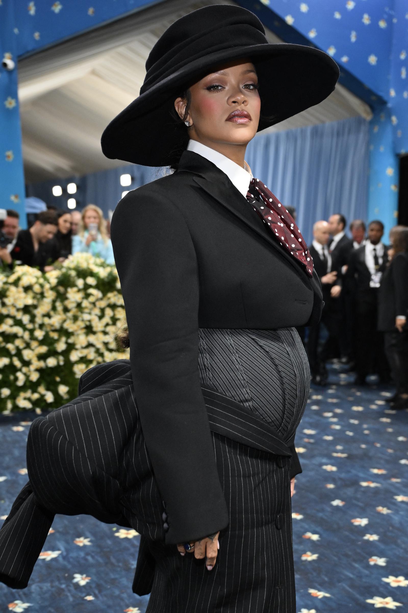 Rihanna arrives for the Met Gala at the Metropolitan Museum of Art on May 5, 2025, in New York City.
