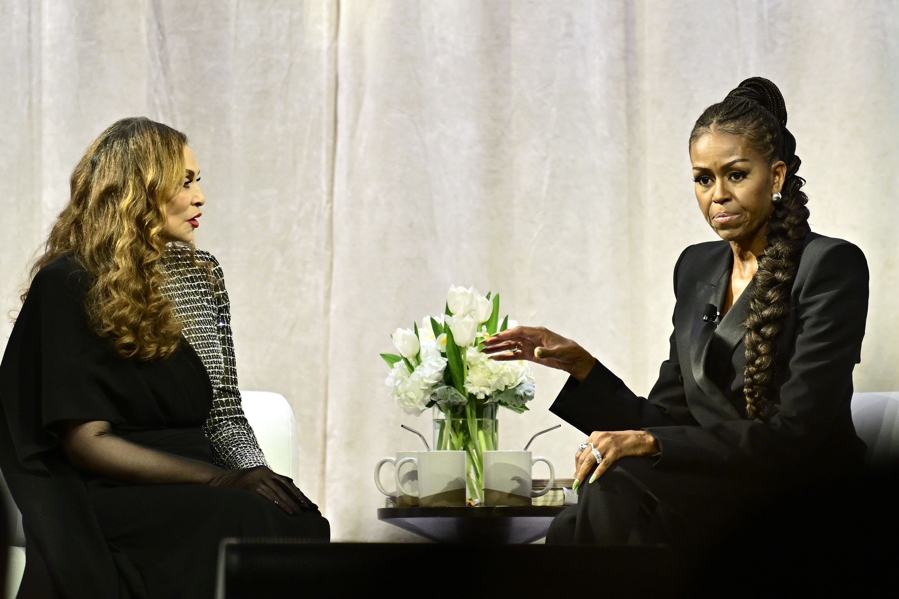 Michelle Obama at The Theater at MGM National Harbor in National Harbor, Maryland on April 30, 2025 | Source: Getty Images