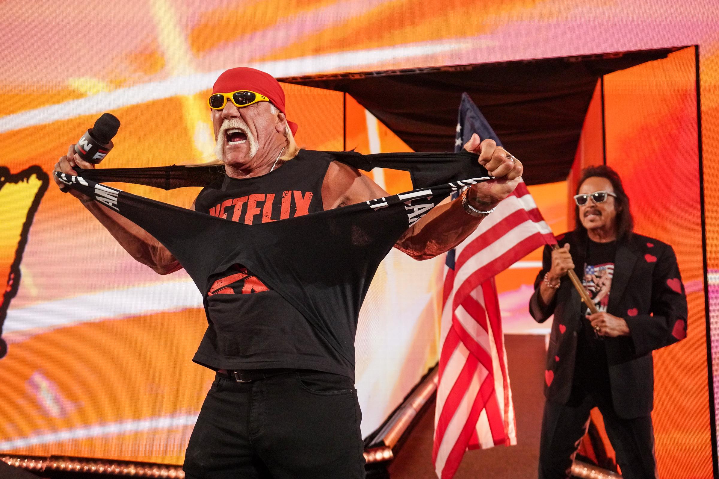 Hulk Hogan with Jimmy Hart are seen during the RAW at Intuit Dome on January 6, 2025, in Inglewood, California | Source: Getty Images