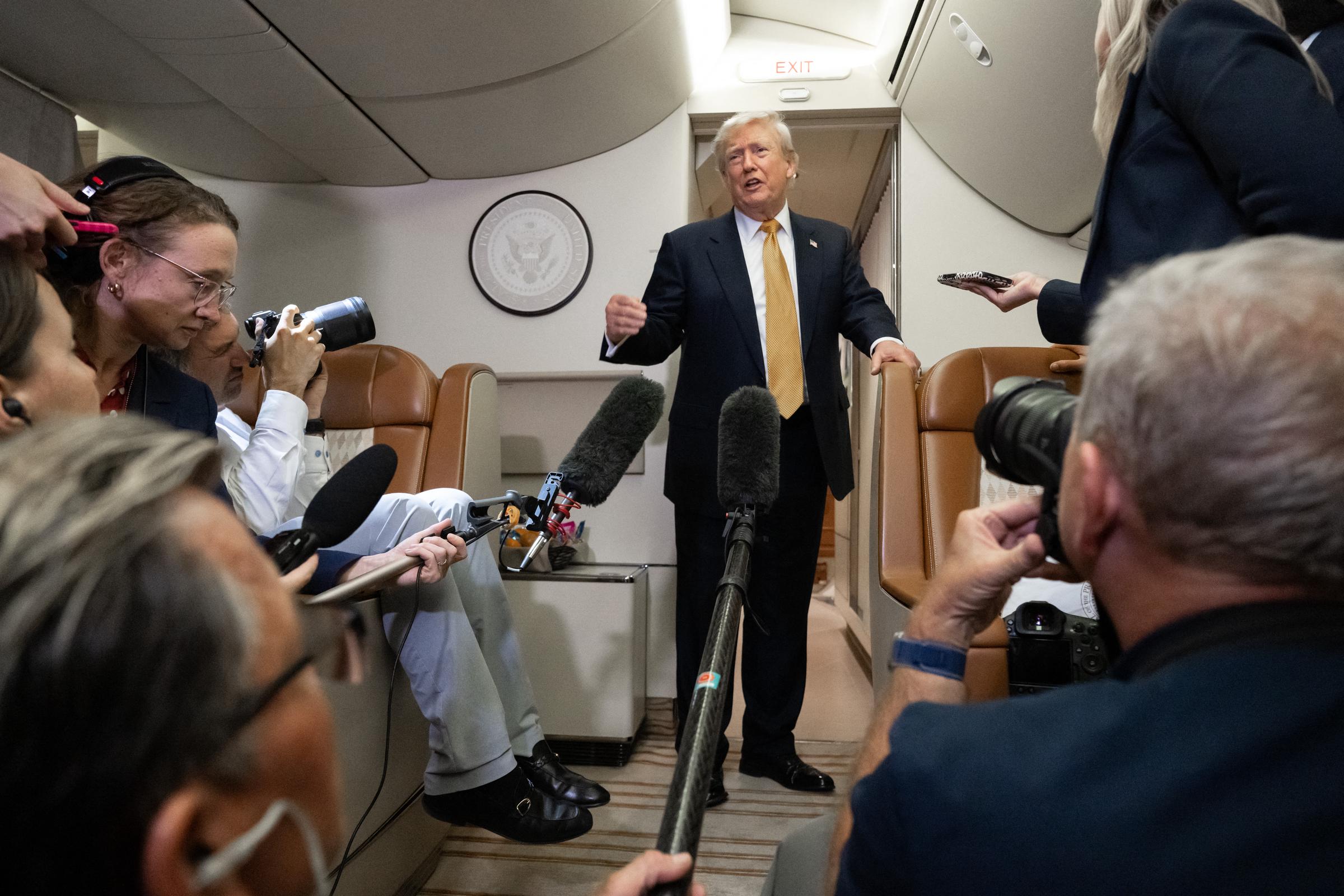 Trump later told reporters he faced a "threat all the time" and said he was Iran's "number one" target. He did not directly explain the reported secret plane swap during that exchange. | Source: Getty Images
