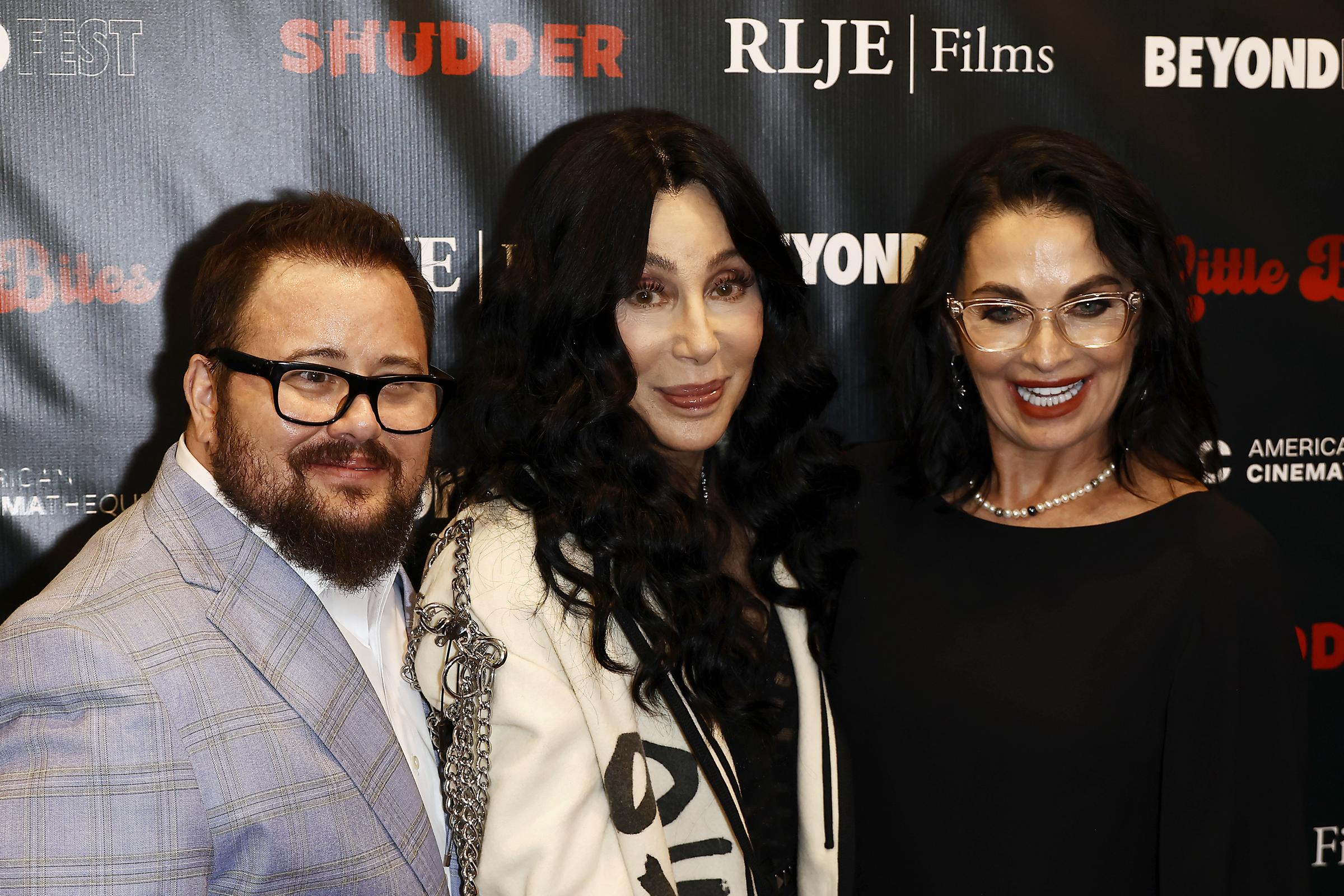 Chaz Bono, Cher and Shara Mathes attend the "Little Bites" Los Angeles premiere presented by Beyond Fest at Aero Theatre on October 3, 2024, in Santa Monica, California | Source: Getty Images