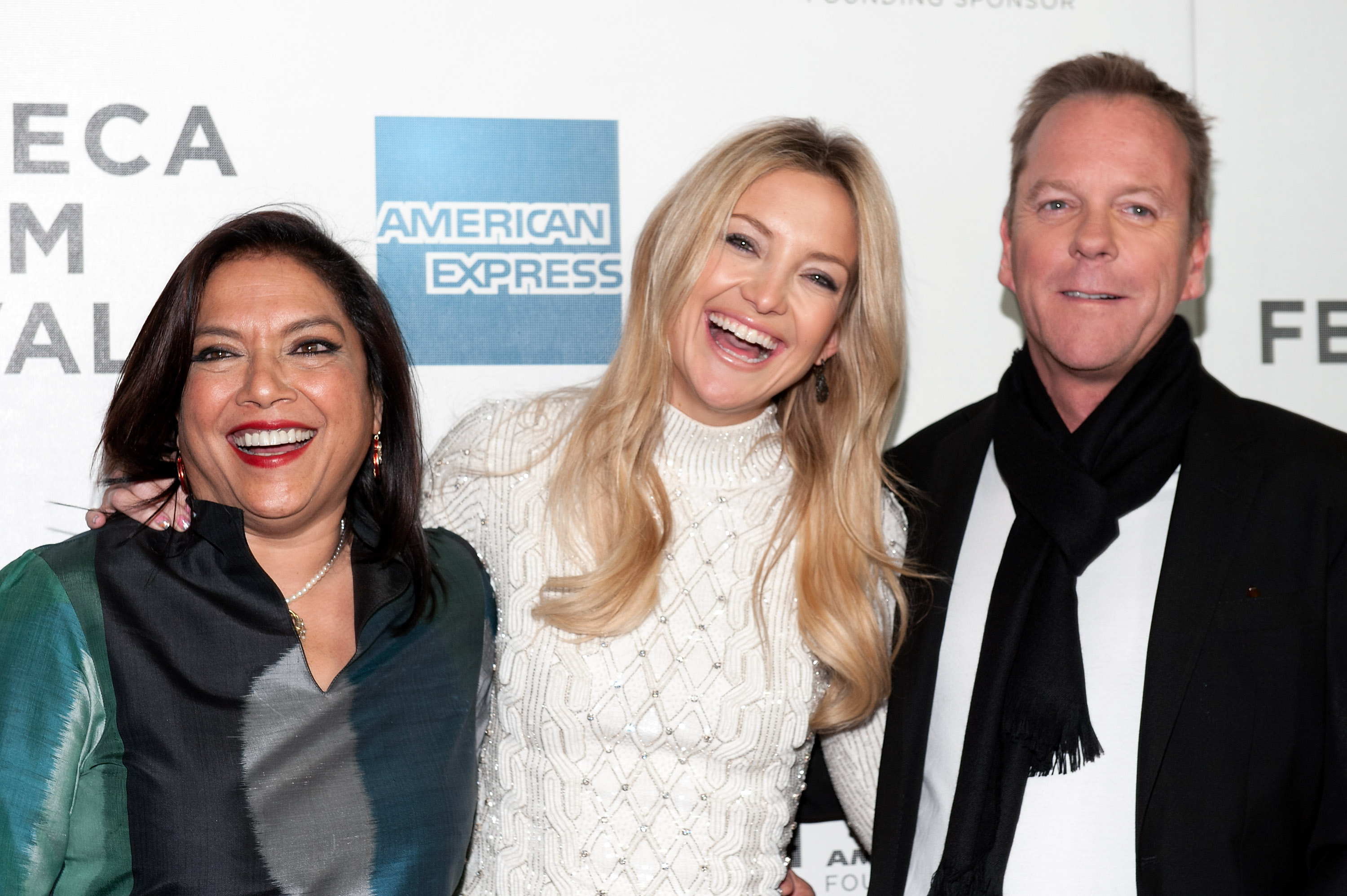 Mira Nair, Kate Hudson, and Kiefer Sutherland attend the screening of "The Reluctant Fundamentalist" during the 2013 Tribeca Film Festival at BMCC Tribeca PAC in New York City on April 22. | Source: Getty Images