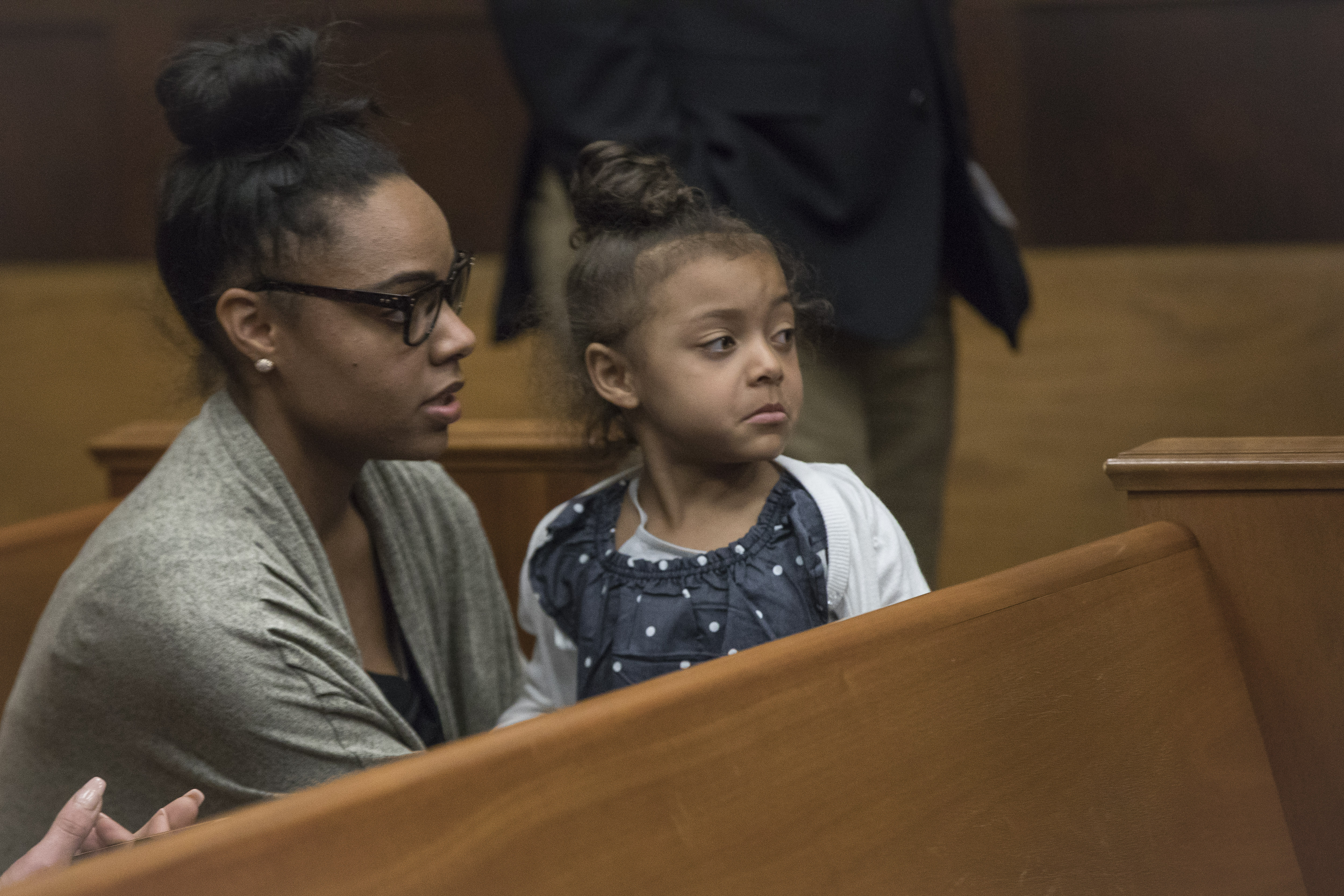 Shayanna Jenkins-Hernandez sat beside four-year-old Avielle Hernandez inside Suffolk Superior Court in Boston, Massachusetts, on April 12, 2017, during Aaron Hernandez's double-murder trial. Avielle had reportedly been begging to see her father, who was already serving life in prison for the 2013 murder of Odin Lloyd. Aaron was then facing charges over the 2012 killings of Daniel de Abreu and Safiro Furtado and reportedly broke into a broad smile after spotting his daughter in court.