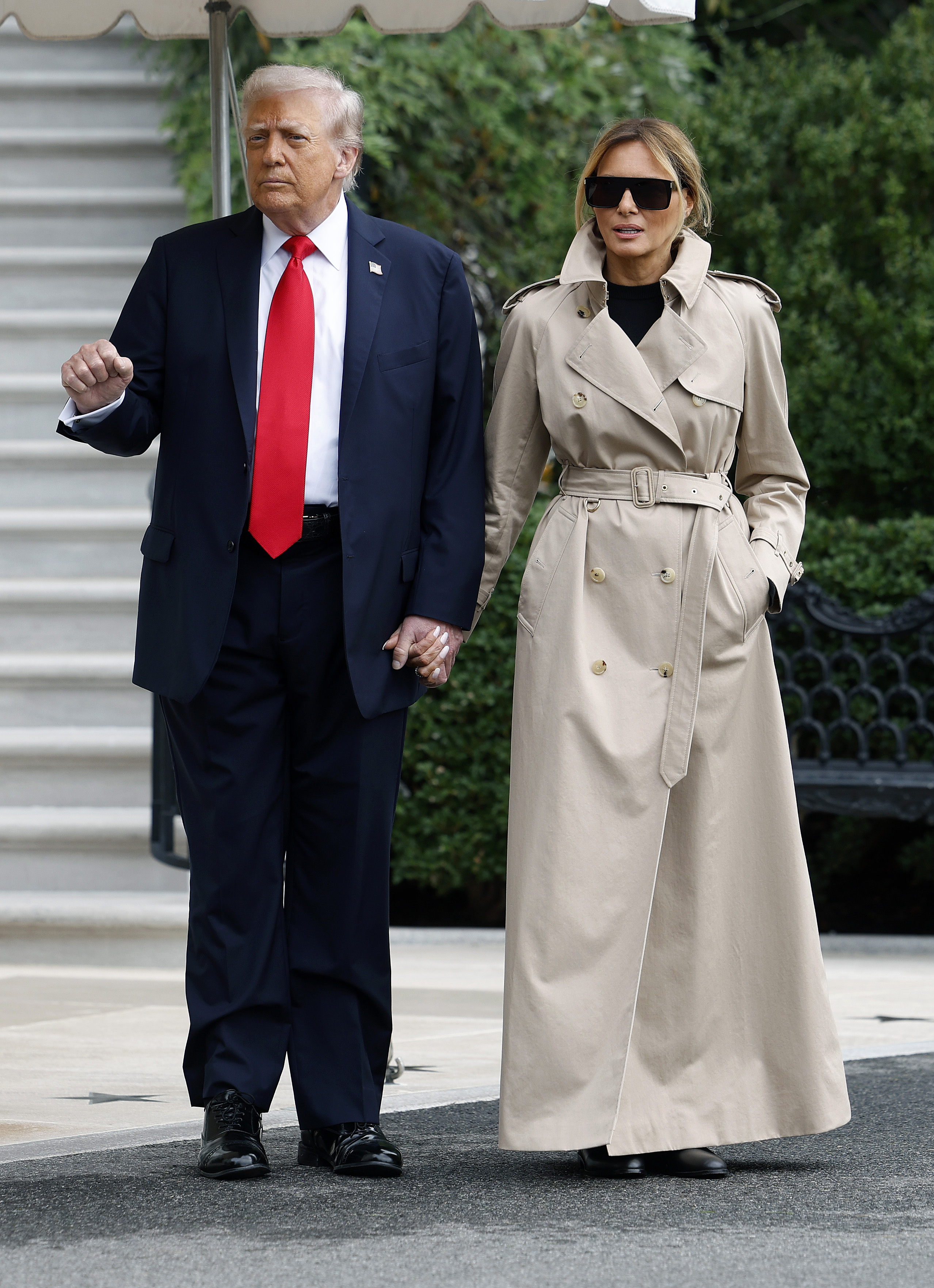 Donald Trump and Melania Trump depart the White House en route to London on September 16, 2025, in Washington, D.C. | Source: Getty Images