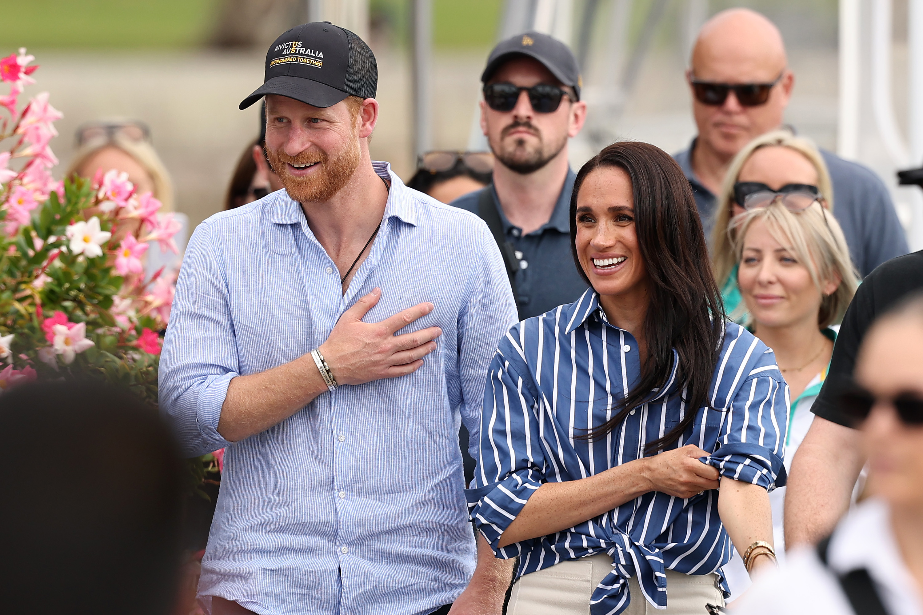 Prince Harry and Meghan Markle greet members of the public at the Cruising Yacht Club of Australia in Sydney, Australia, on April 17, 2026, during a four-day visit to the country. | Source: Getty Images.