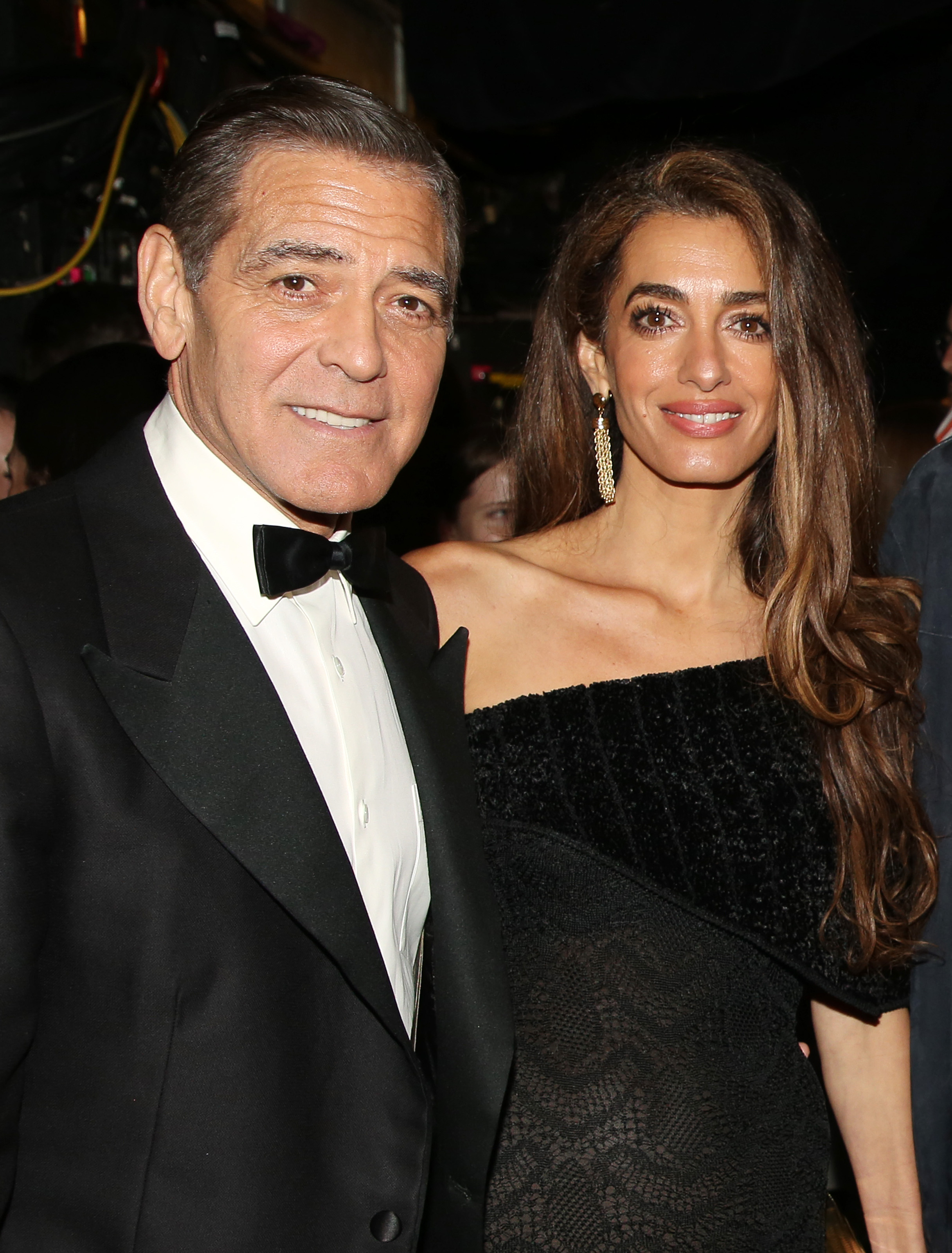 George Clooney and Amal Clooney pose backstage at the hit play "Good Night, and Good Luck" on Broadway at The Winter Garden Theatre on May 29, 2025 in New York City | Source: Getty Images