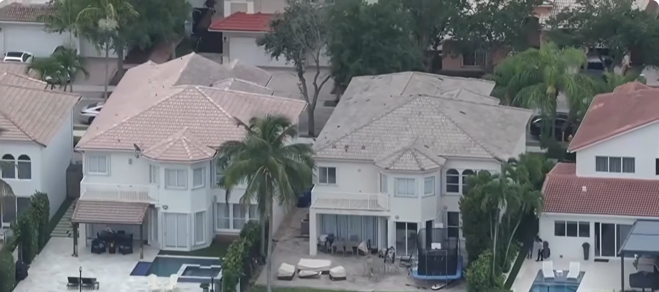 An aerial view shows the Doral Isles community where Melanie Hyer, her daughters, Savannah and Sienna Whiten, and Ryan Whiten were found dead. | Source: YouTube/WPLG Local 10
