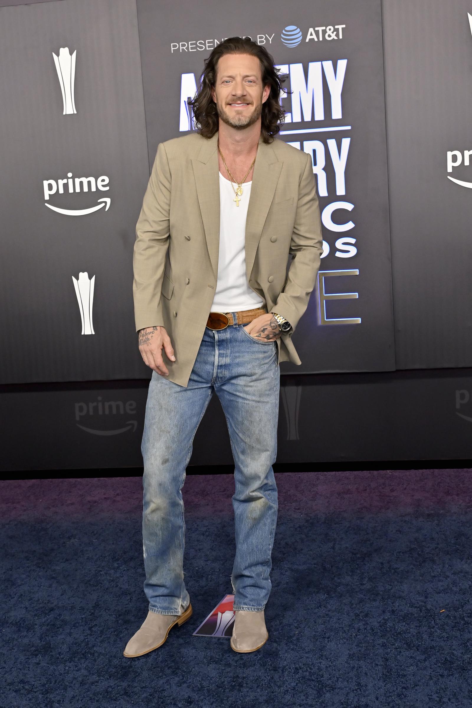 Tyler Hubbard arrives at MGM Grand Garden Arena for the 61st ACM Awards on May 17, 2026 | Source: Getty Images