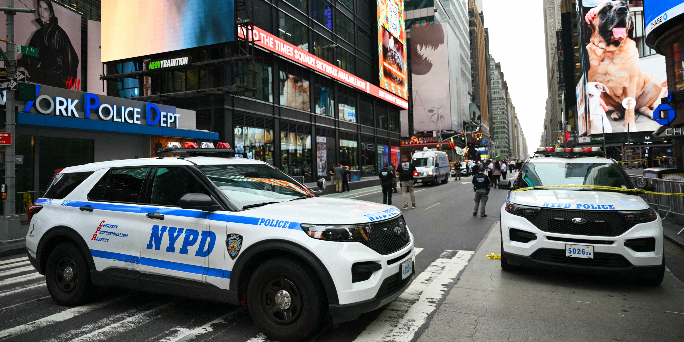 NYPD Secures Times Square After Deadly Stabbing on August 31, 2026 | Source: Getty Images