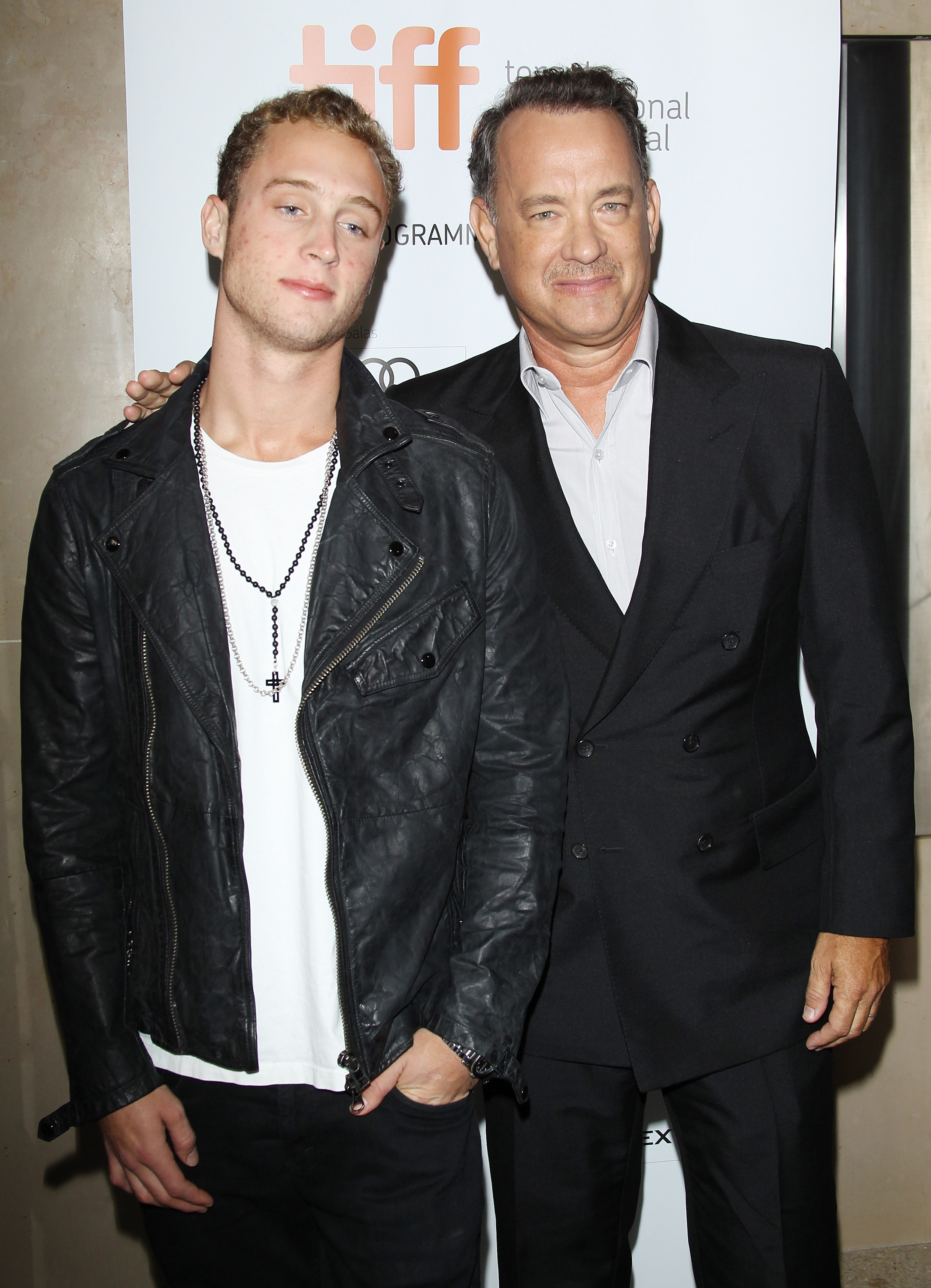Chet and Tom Hanks at the "Cloud Atlas" premiere during the 2012 Toronto International Film Festival on September 8 in Canada. | Source: Getty Images