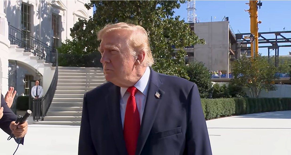 Donald Trump speaks with reporters outside the White House after Katie Zacharia's first press briefing, publicly sharing his assessment of her performance. | Source: YouTube/New York Post