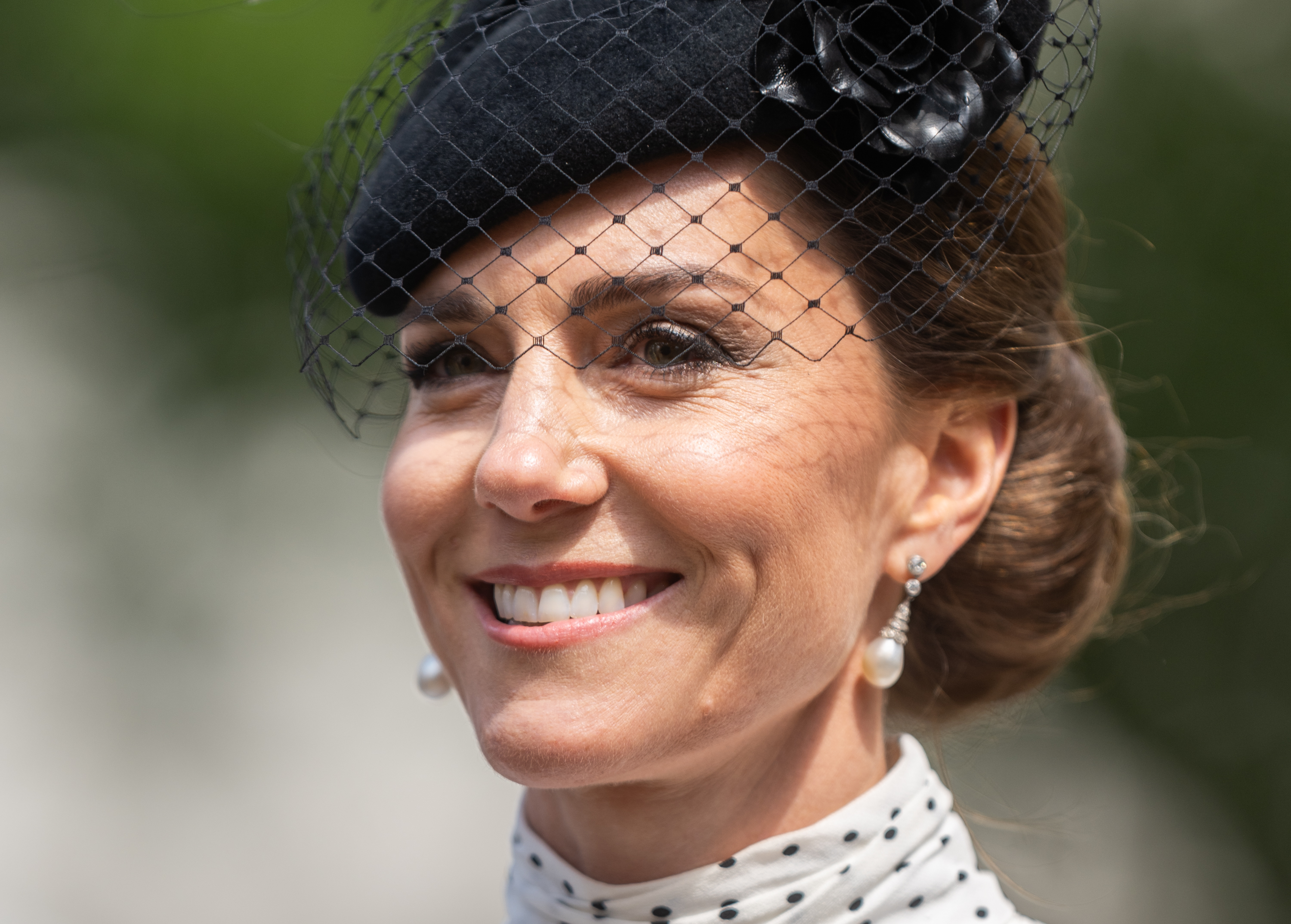 Princess of Wales smiles as she departs the Thanksgiving Service to mark the 80th anniversary of VE Day at Westminster Abbey on May 8, 2025, in London, England | Source: Getty Images