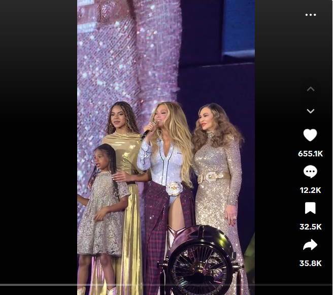 Blue Ivy, Rumi, Beyonce Knowles-Carter, and Tina Knowles, from a post dated May 2, 2025 | Source: Tiktok/@nas.archives