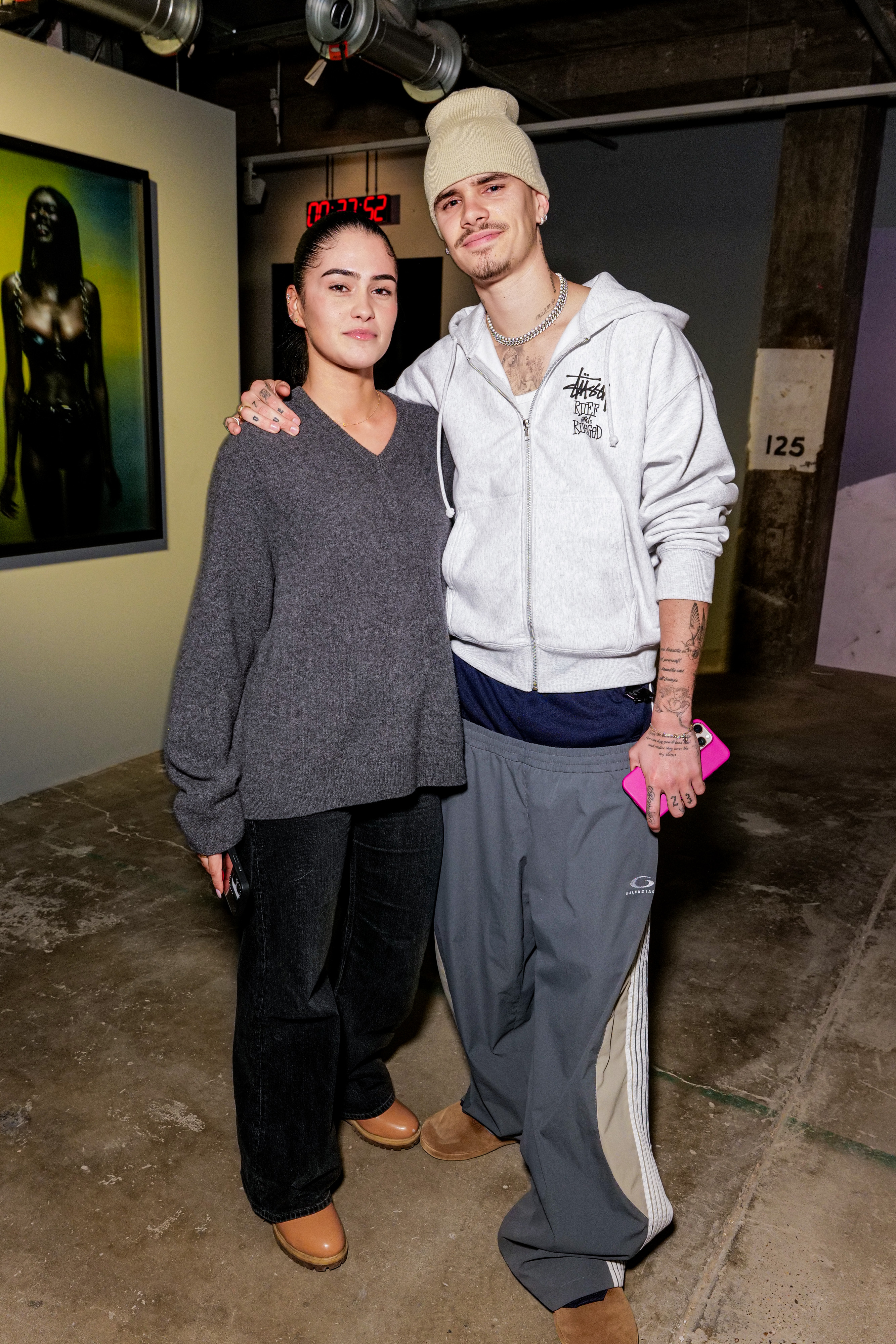 Kim Turnbull and Romeo Beckham attend the Gabriel Moses: Selah Opening Reception at 180 Studios on March 27, 2025, in London, England. | Source: Getty Images