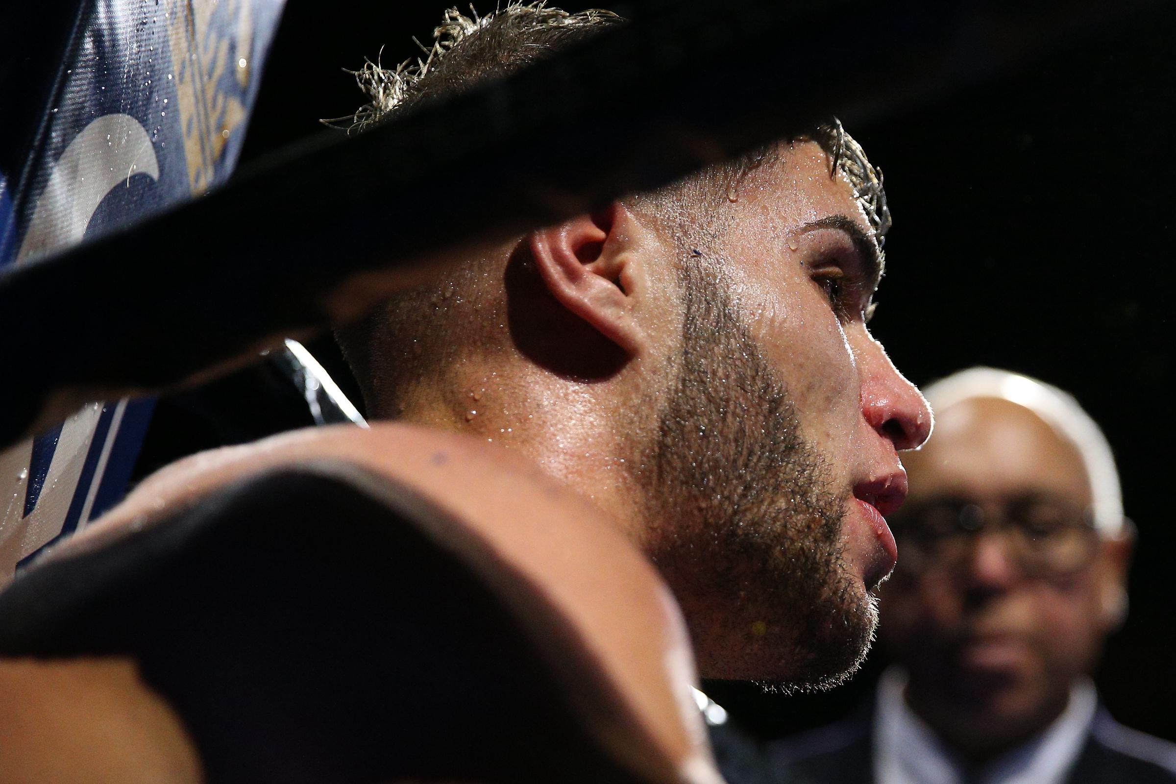Prichard Colón sits in his corner during his October 17, 2015, bout against Terrel Williams in Fairfax, Virginia. The fight later became the focus of a lawsuit alleging failures in medical care and fighter safety. | Source: Getty Images