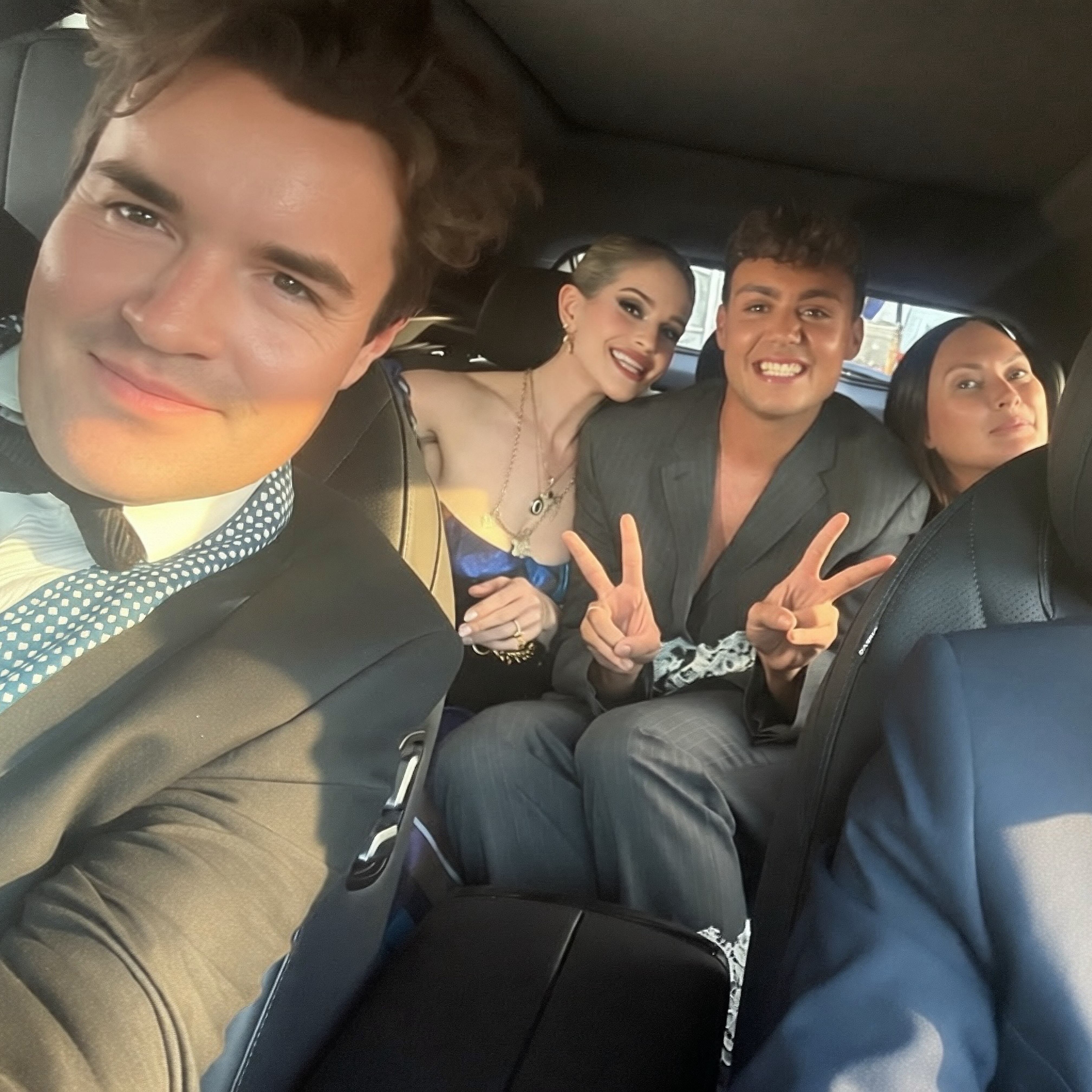 Kelly Osbourne snaps a car selfie alongside Emmerdale actor Bradley Riches and friends as they head to the 2026 National Television Awards at London’s O2 Arena. | Source: Instagram/kellyosbourne