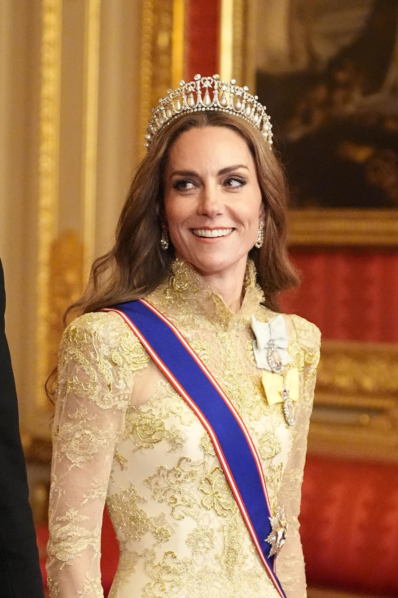 Catherine, Princess of Wales, at the State Banquet hosted by King Charles III and members of the Royal Family at Windsor Castle during the state visit by the President of the United States of America on September 17, 2025, in Windsor, England. | Source: Getty Images