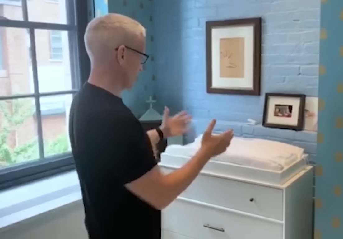 Anderson Cooper shows off the changing area in the nursery | Source: YouTube/PeopleTV