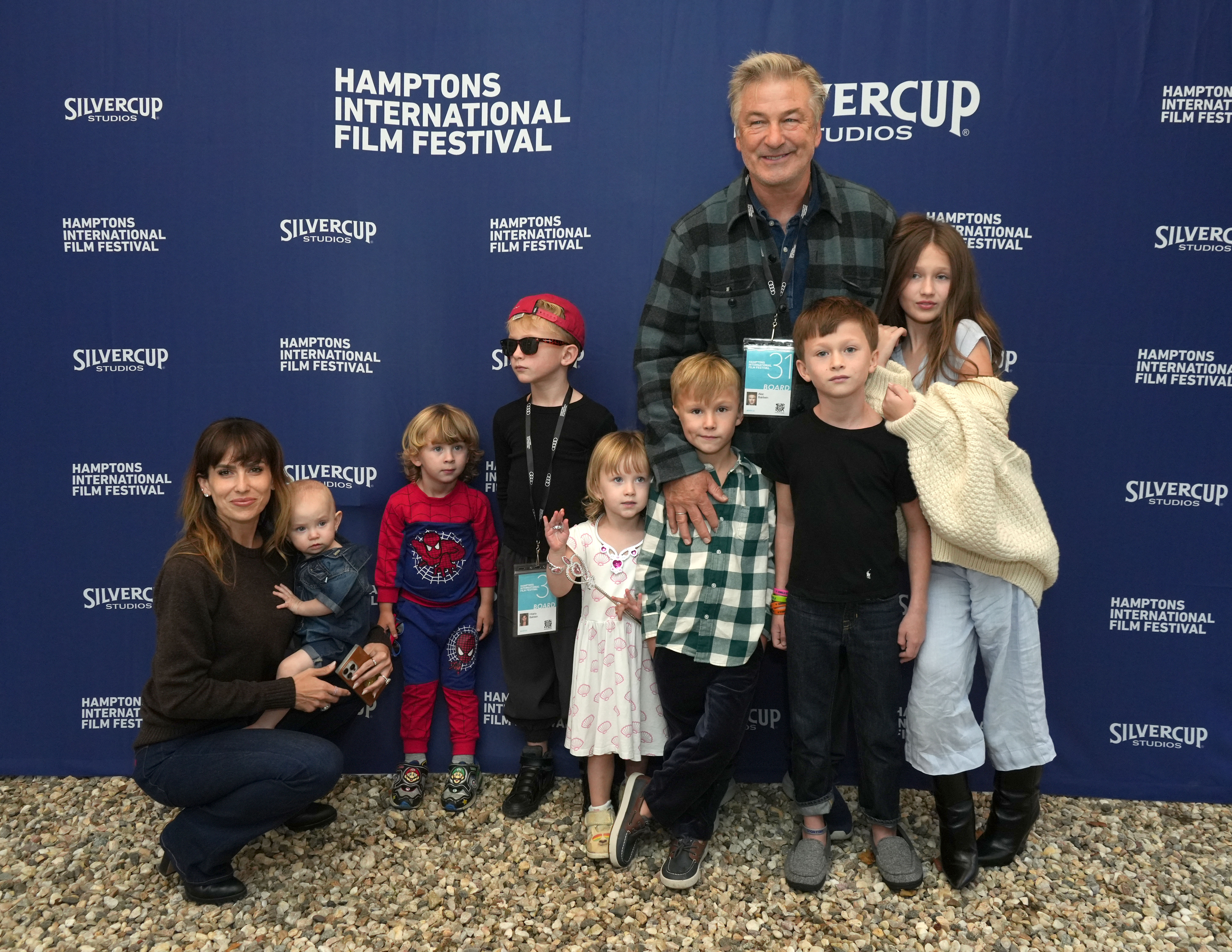 Hilaria and Alec Baldwin with their kids at the Chairman's Reception during the Hamptons International Film Festival in East Hampton, New York on October 7, 2023. | Source: Getty Images