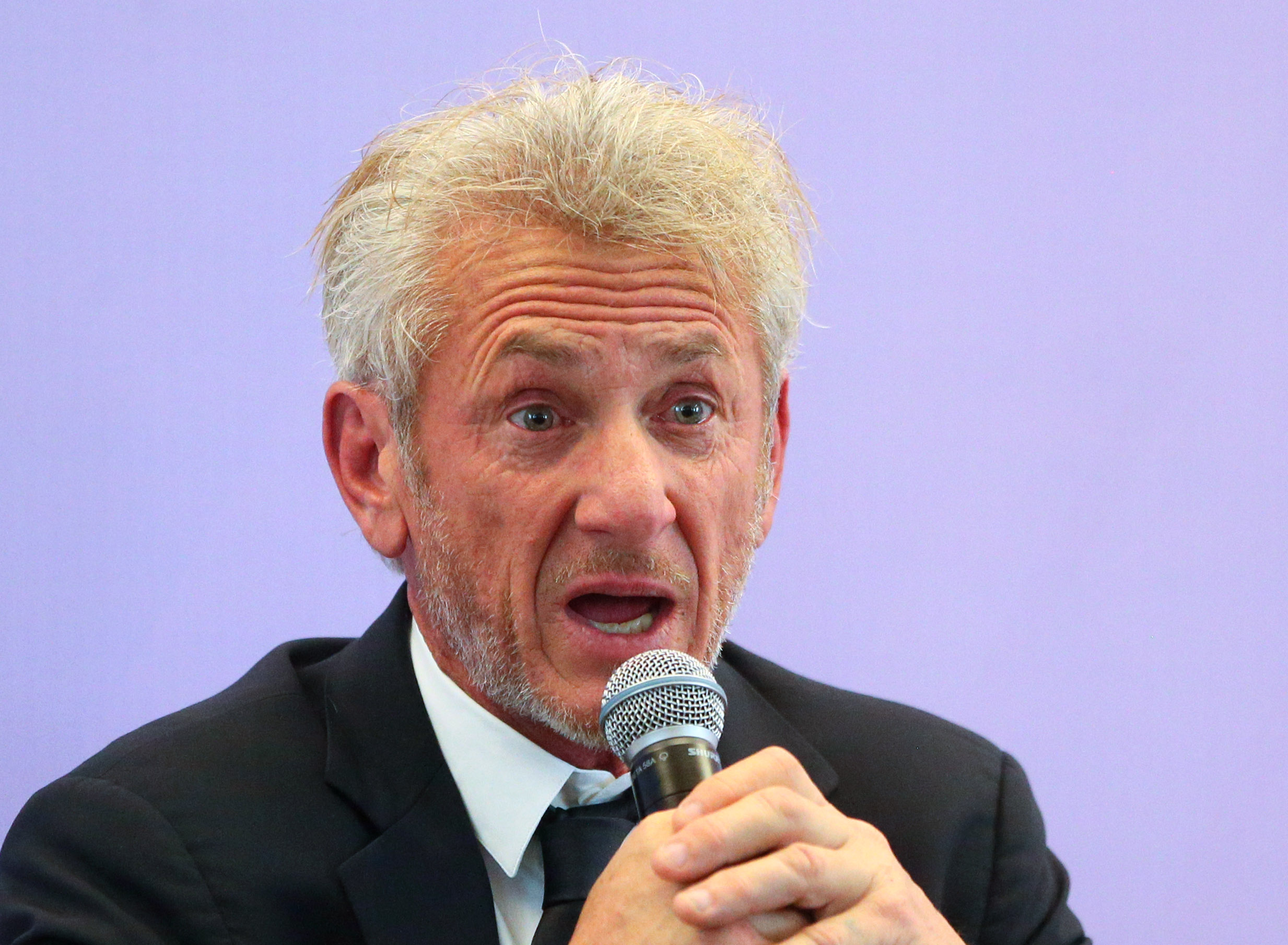 Sean Penn speaks during a media conference at the Third Summit of First Ladies and Gentlemen on September 6, 2023, in Kyiv, Ukraine | Source: Getty Images