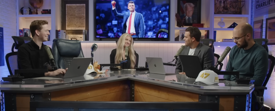 Erika Kirk, Andrew Kolvet, and other members of the team on "The Charlie Kirk Show" on September 26, 2025 | Source: Youtube/Charlie Kirk