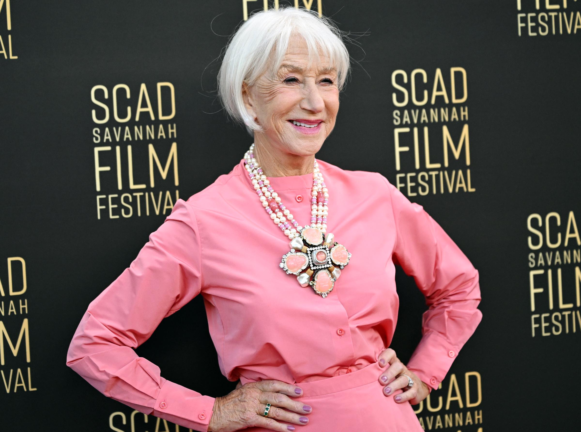 Helen Mirren's bright white bob takes center stage as she smiles in pink at the 2026 SCAD Savannah Film Festival. The actress previously told People that she stopped coloring her hair partly because she didn't want to spend hours in a salon.