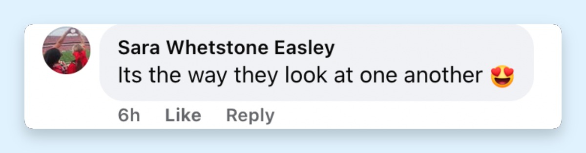 A fan reacts to Katie Holmes' and her companion's sweet moment at the "Brunello: The Gracious Visionary" New York Gala screening | Source: Facebook/pagesix