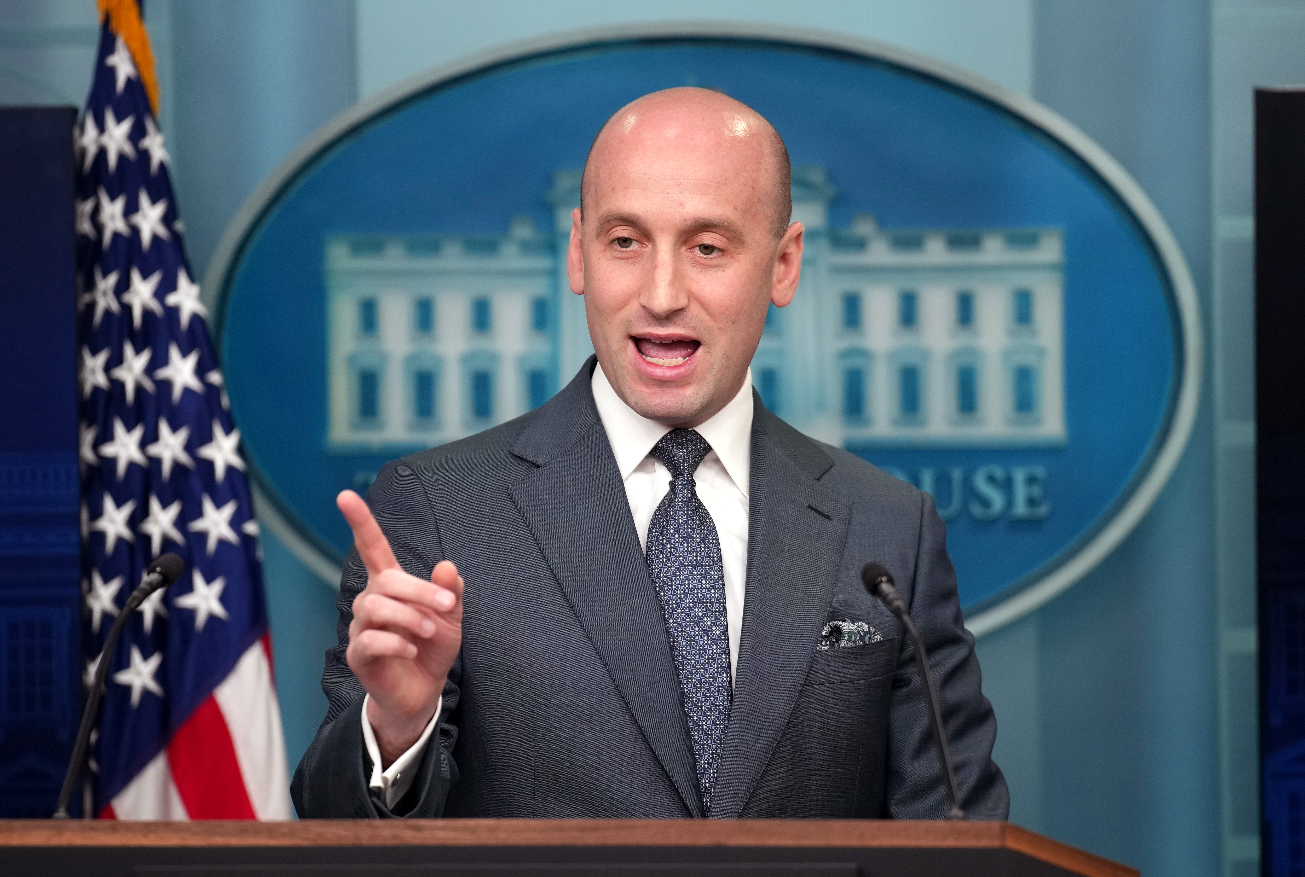 Stephen Miller defends Donald Trump's administration deuring the daily press briefing | Source: Getty Images