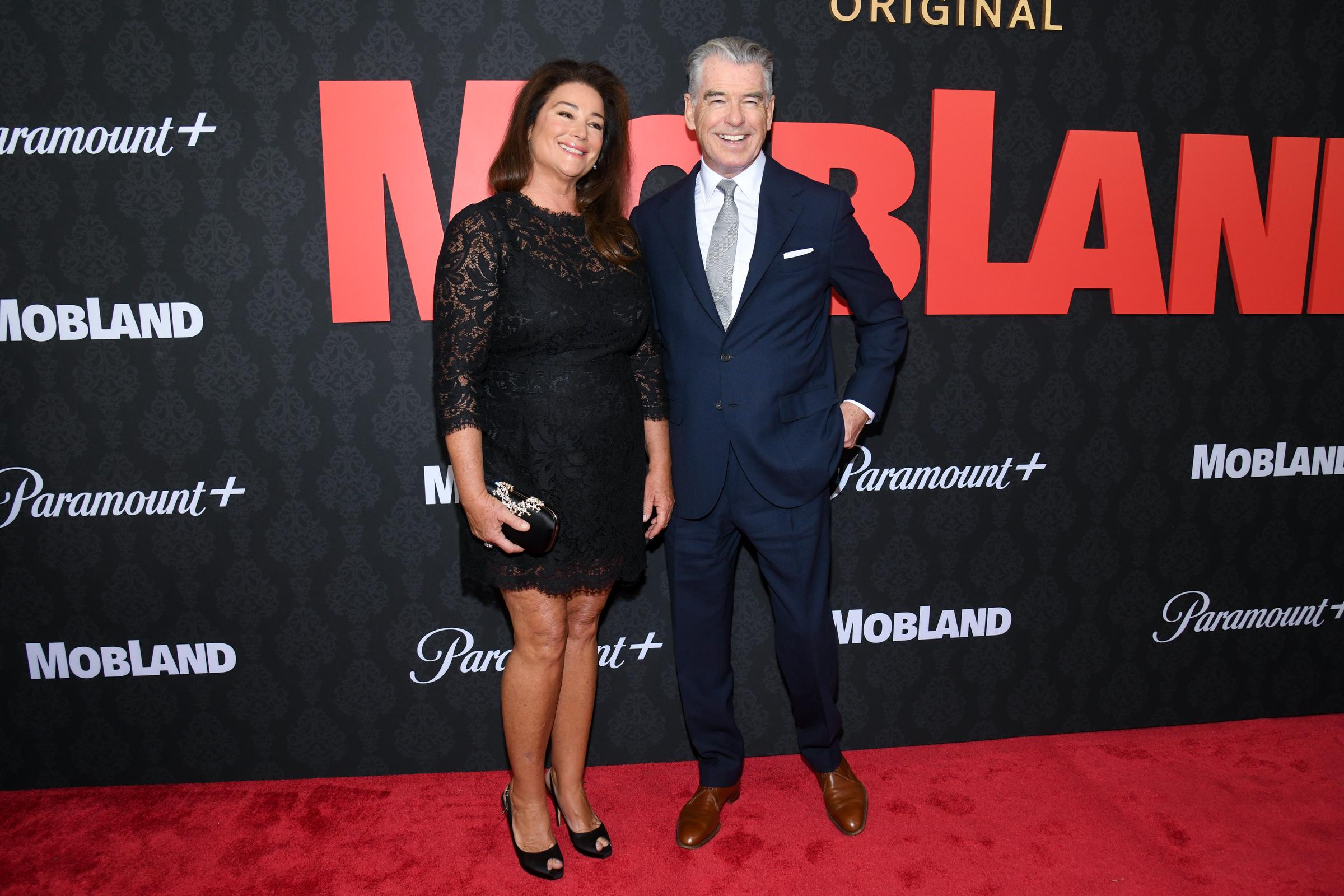 Keely Shaye Smith and Pierce Brosnan at the New York premiere of "MobLand," 2025 | Source: Getty Images