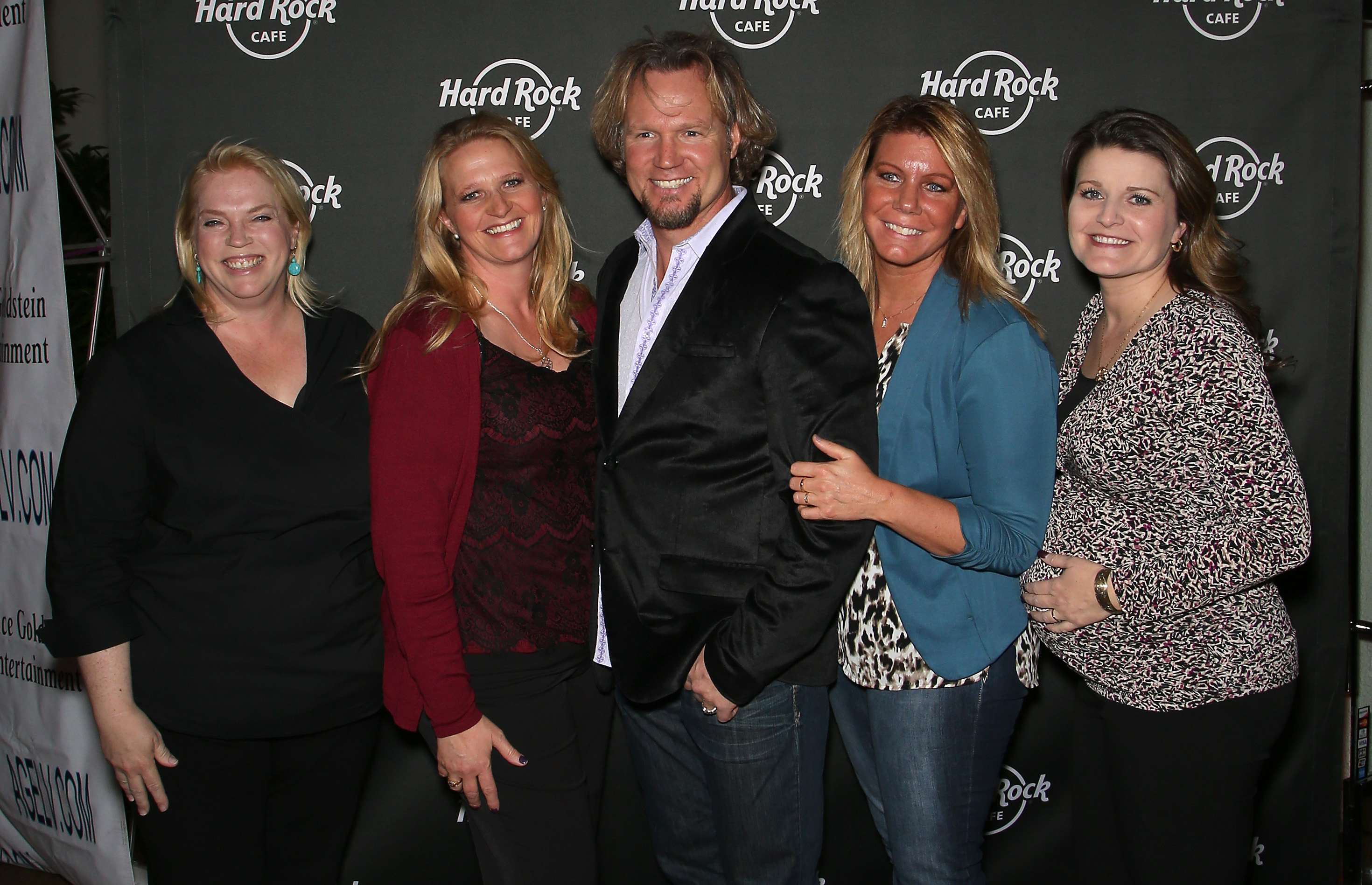 The way they were: Janelle, Christine, Kody, Meri, and Robyn Brown pictured together in Las Vegas in 2015, years before three of his four marriages collapsed and the once-sprawling "Sister Wives" family fractured. | Source: Getty Images