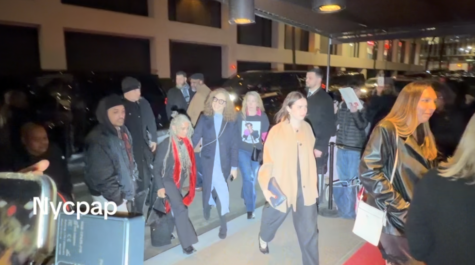 Lisa Bonet approaches the red carpet area alongside a small group, her long locs visible as flashes from cameras light up the nighttime scene. | Source: TikTok/nycpap