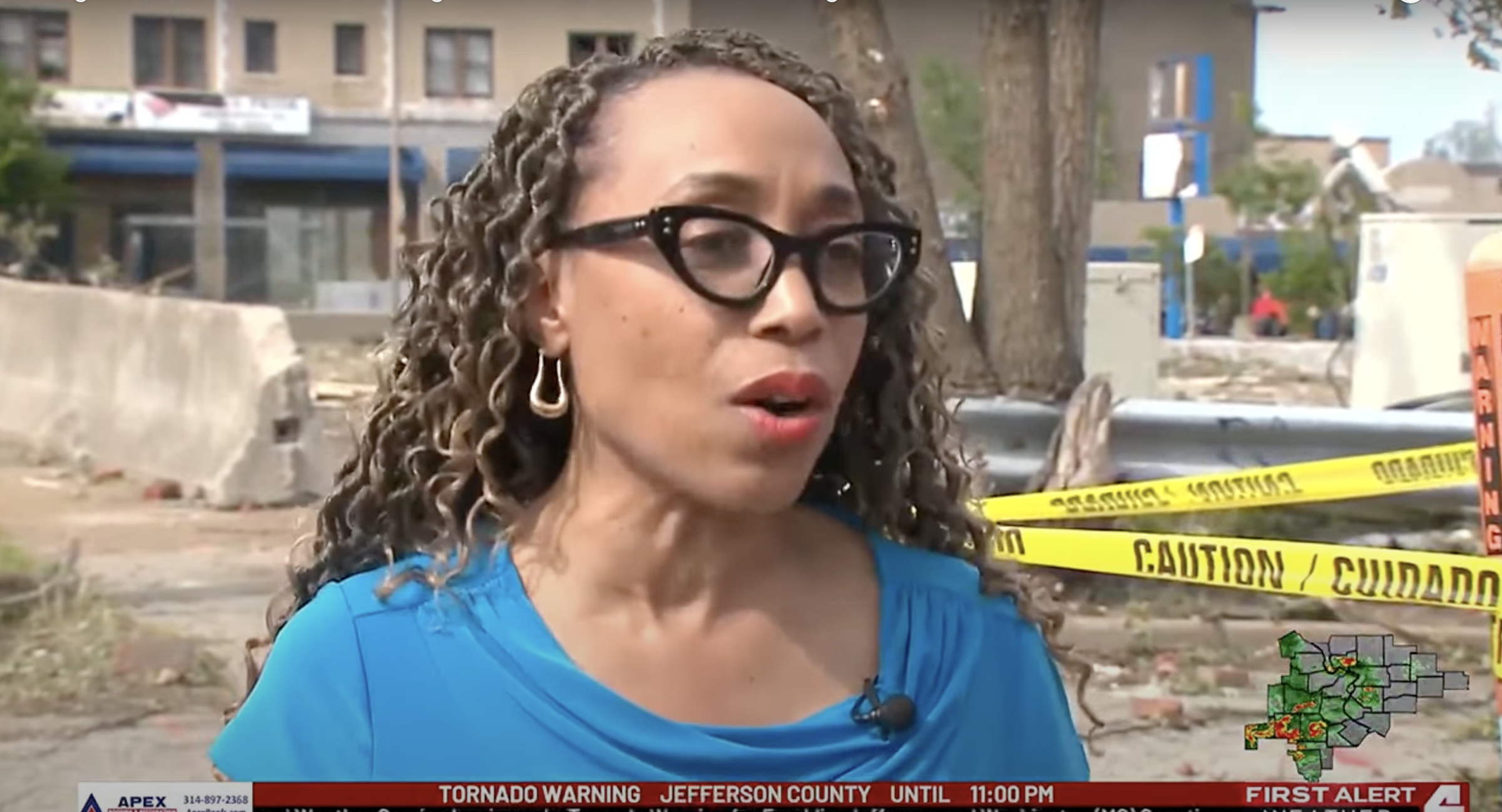 Mya's mom, Tina Grimes, discusses the call her daughter made while driving through the tornado, as seen in a video dated May 20, 2025 | Source: YouTube/KMOVStLouis