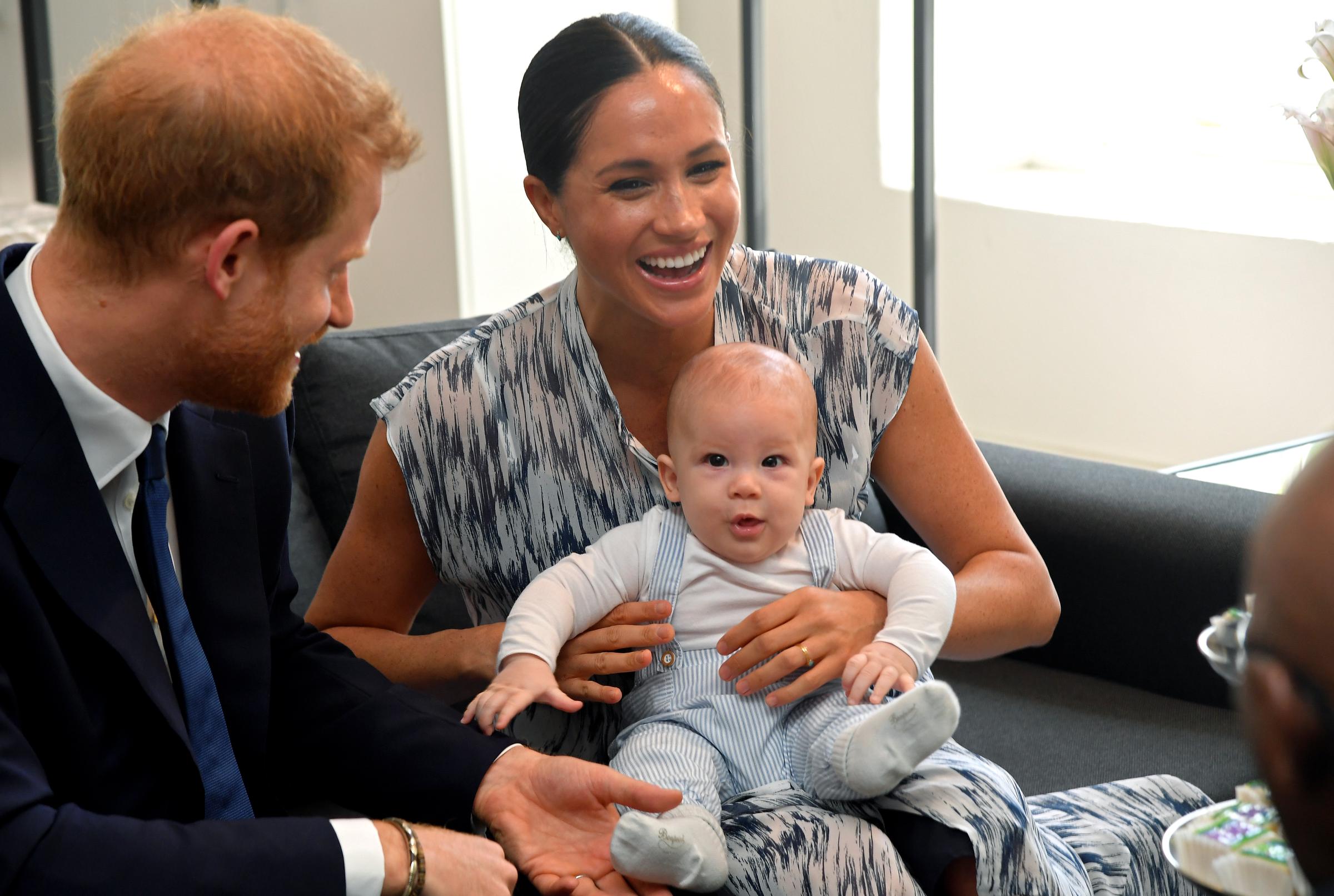 Prince Harry and Meghan, Duchess of Sussex, with their son, Prince Archie, during their royal tour of South Africa on September 25, 2019, in Cape Town. | Source: Getty Images