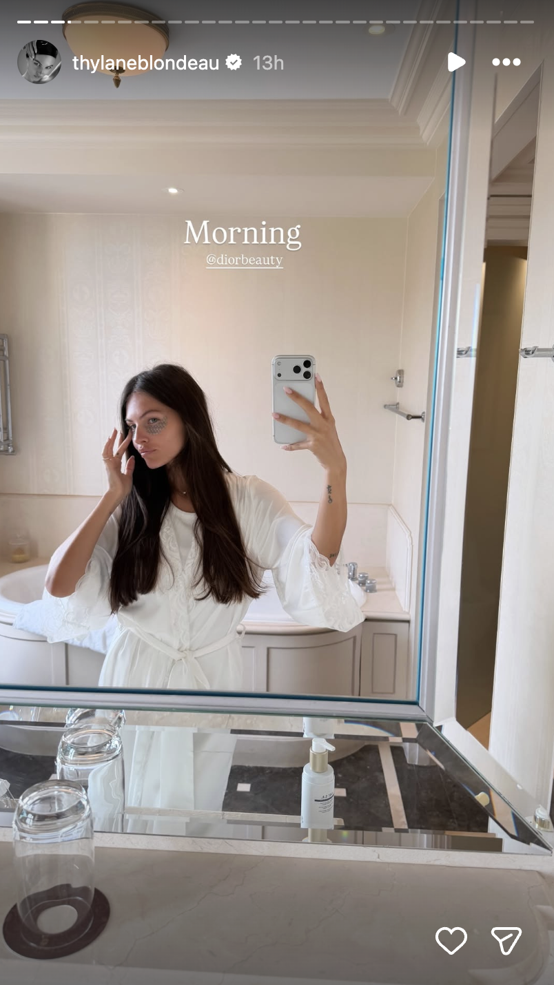 Hours before saying "I do," Thylane Blondeau shared a quiet glimpse of her wedding morning as she got ready for the ceremony. | Source: Instagram/thylaneblondeau