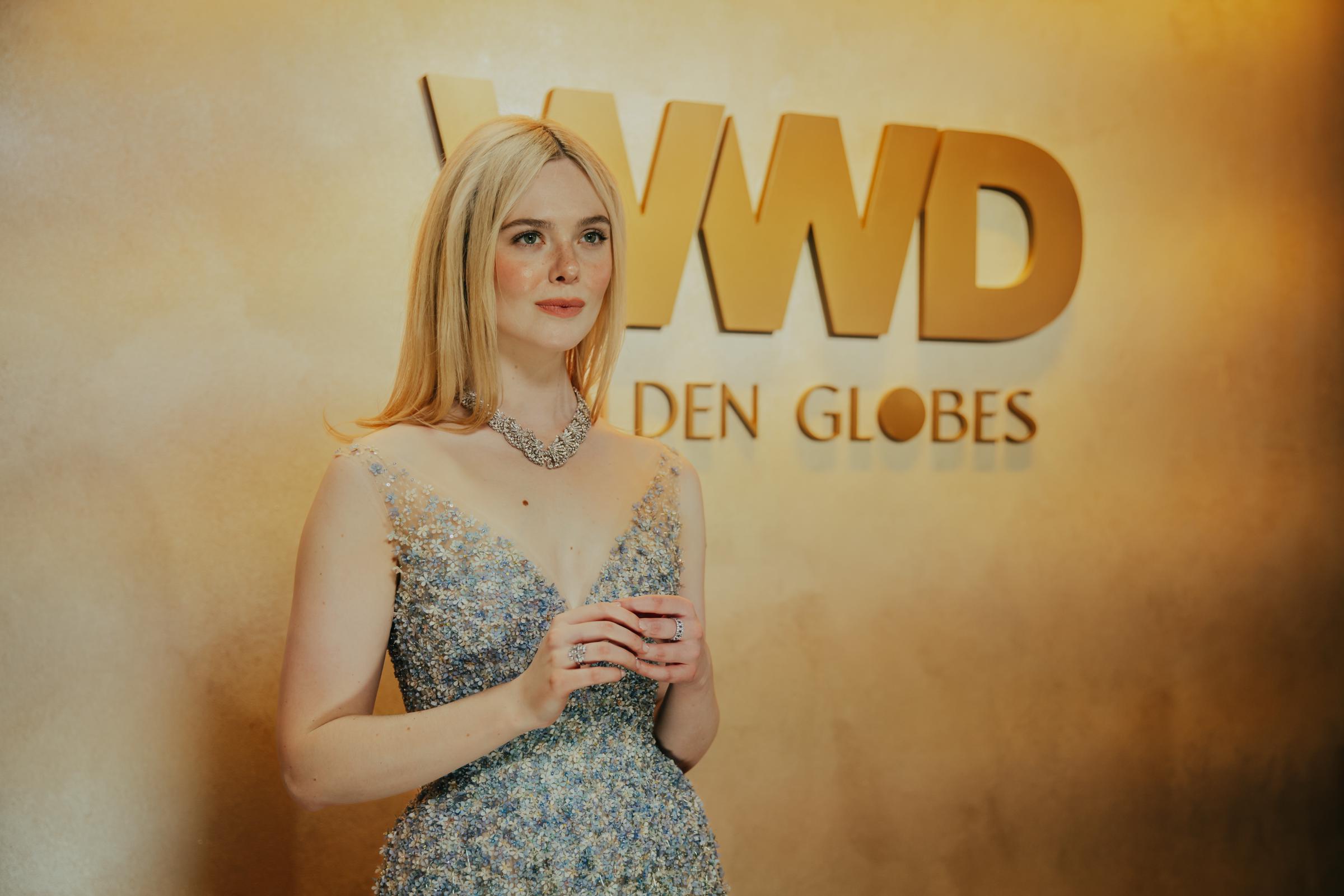 Elle Fanning attends the WWD Eye on the Red Carpet during the 83rd Annual Golden Globe Awards at The Beverly Hilton on January 11, 2026, in Beverly Hills, California | Source: Getty Images