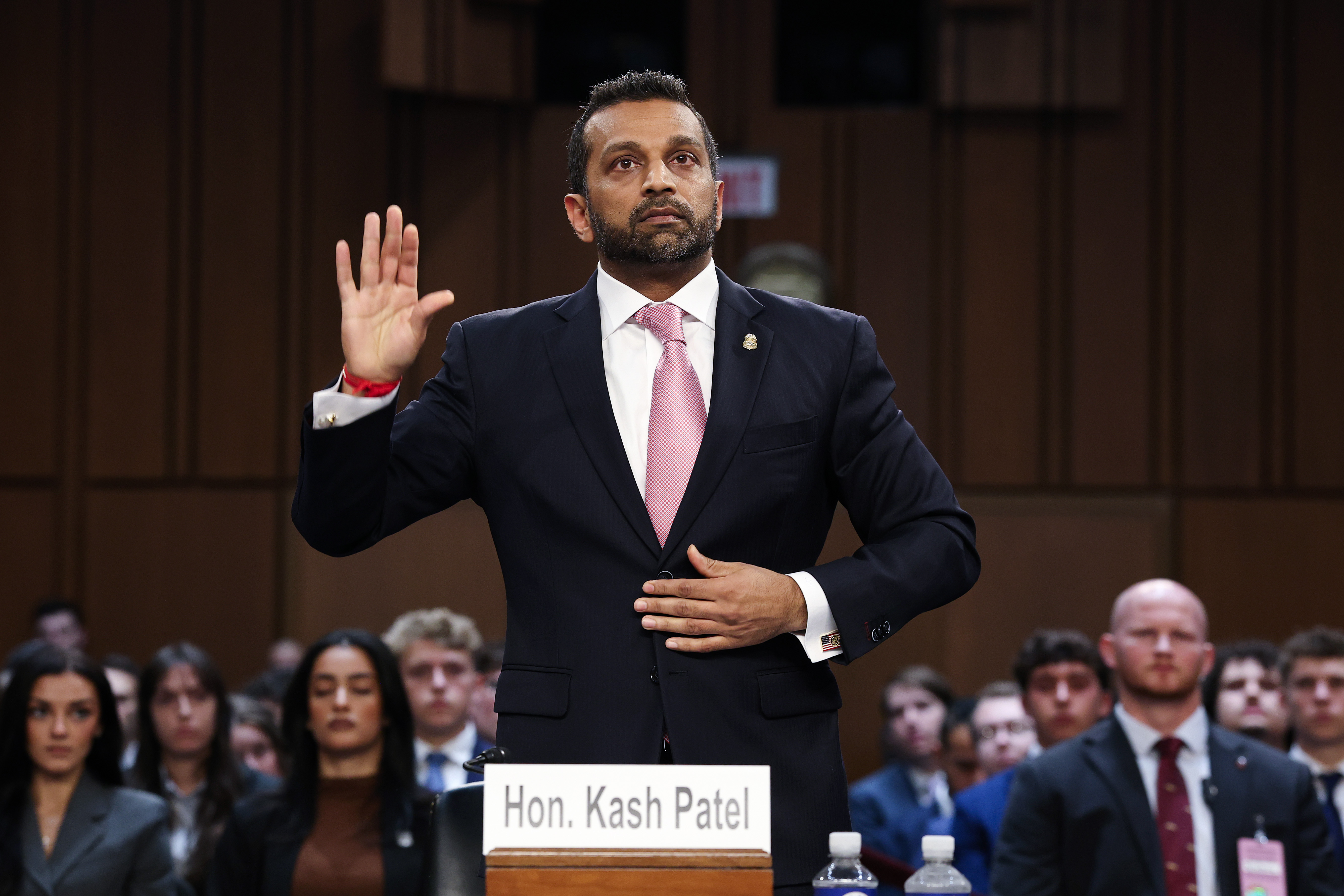Before his private life began attracting wider attention, Patel was most often photographed through his work in Washington and appearances before lawmakers. | Source: Getty Images