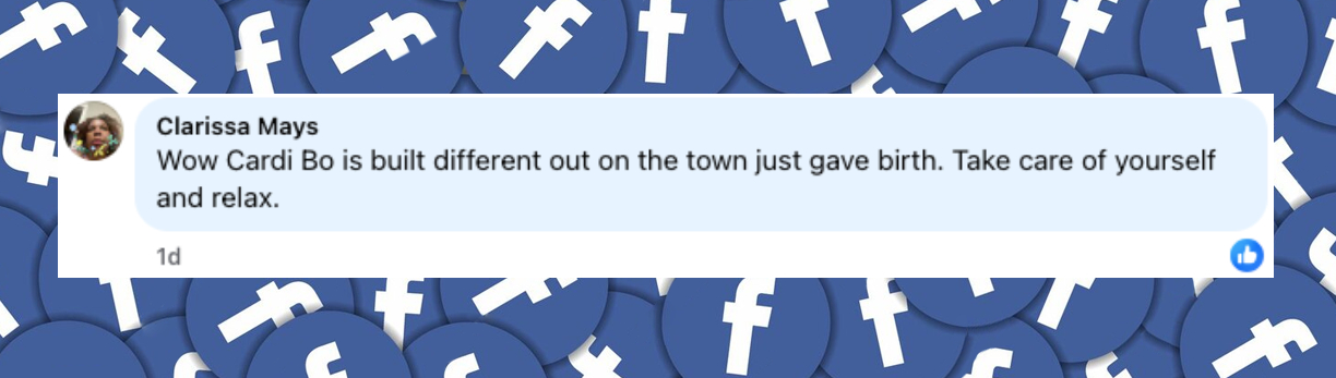 Netizen comment about Cardi B, posted on November 14, 2025. | Source: Facebook/Page Six