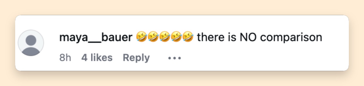 Another reaction came with laughter emojis and zero hesitation, making it clear this viewer saw the side-by-side as almost absurd. | Source: Instagram