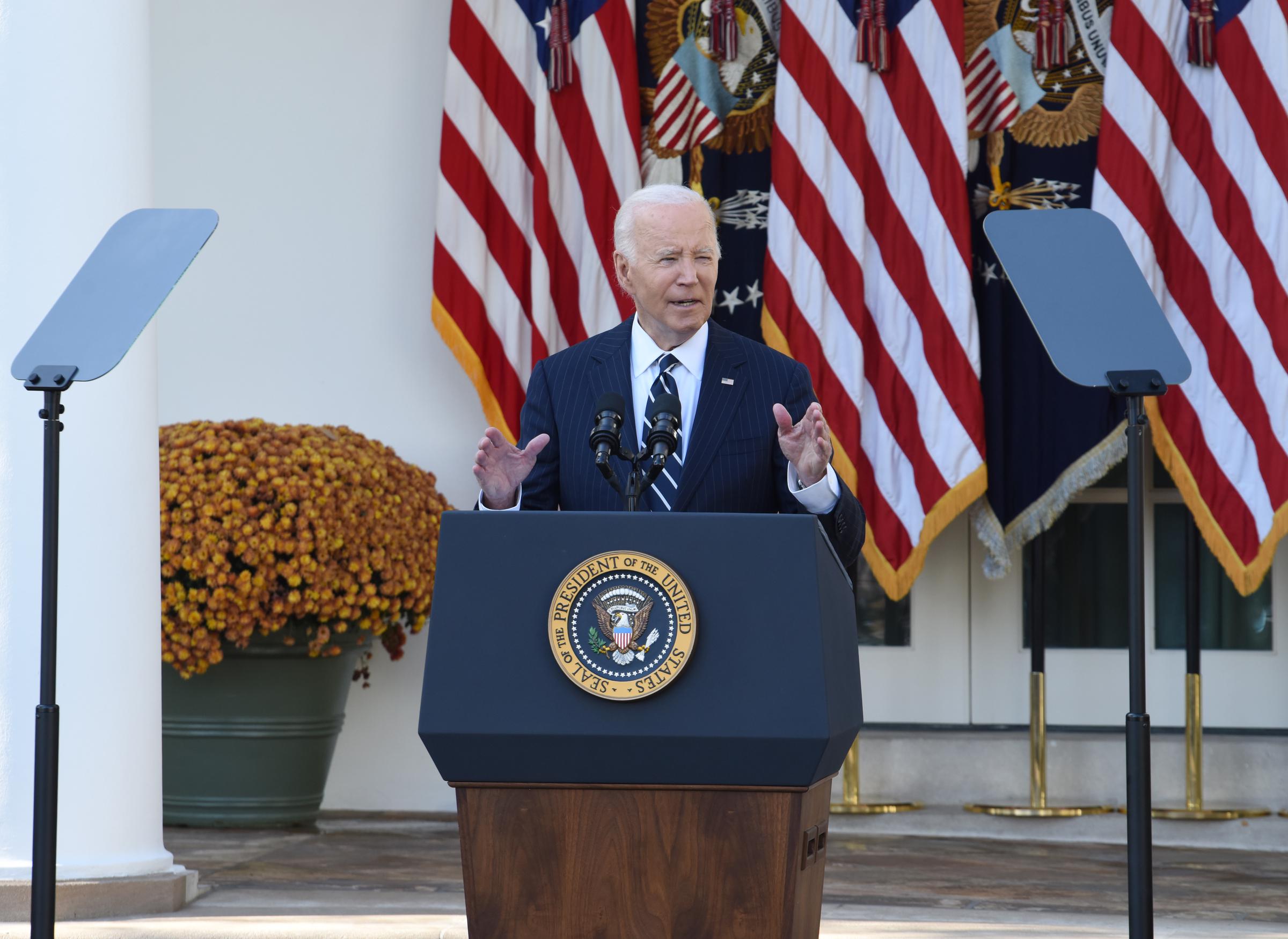 Joe Biden speaks about the results of the 2024 election in the Rose Garden in Washington, DC, on November 7, 2024 | Source: Getty Images