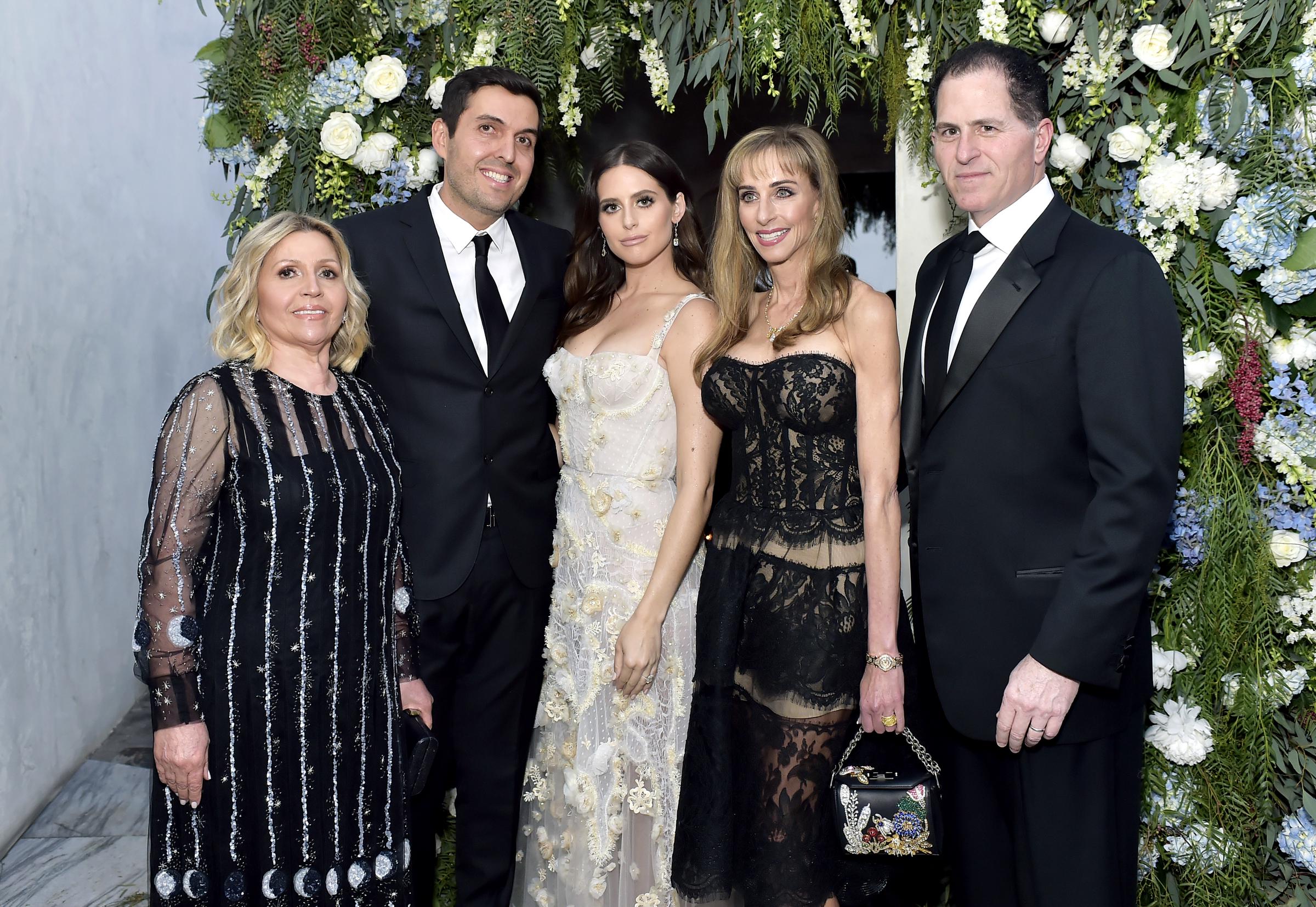 Susan Dell attends Alexa Dell and Harrison Refoua’s engagement celebration at Ysabel in West Hollywood, California, alongside Soraya Refoua, Harrison Refoua and Alexa Dell. The family gathered to celebrate the couple’s engagement.