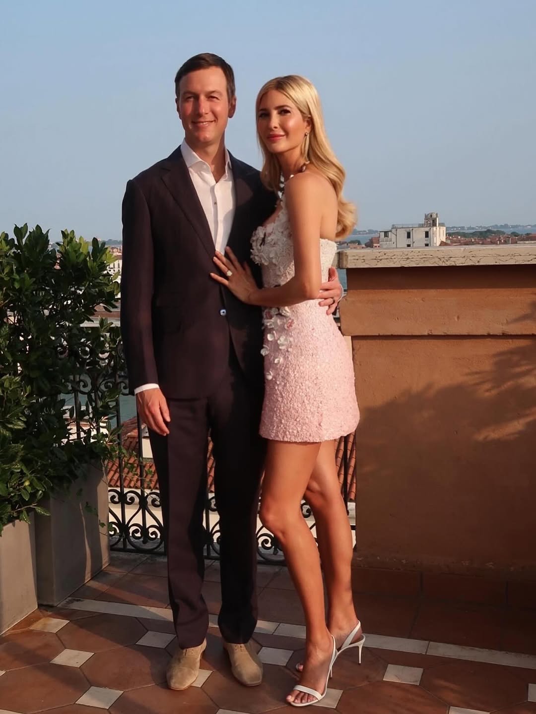 Ivanka Trump and Jared Kushner posing on a sunlit terrace in Venice, from a post dated June 26, 2025 | Source: Instagram/ivankatrump