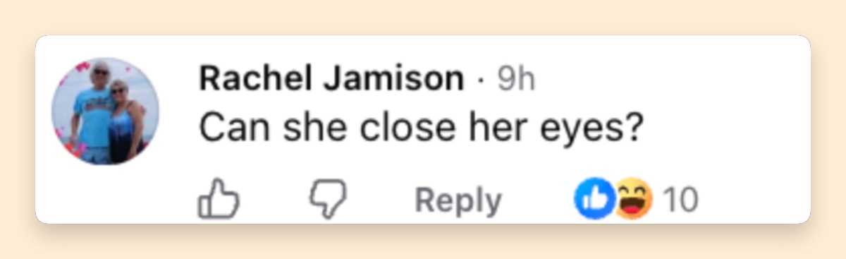 One Facebook user drew attention to Thornhill's wide-eyed expression in her official portrait, adding another humorous reaction to the growing discussion about her appearance. | Source: Facebook/NowThis Impact