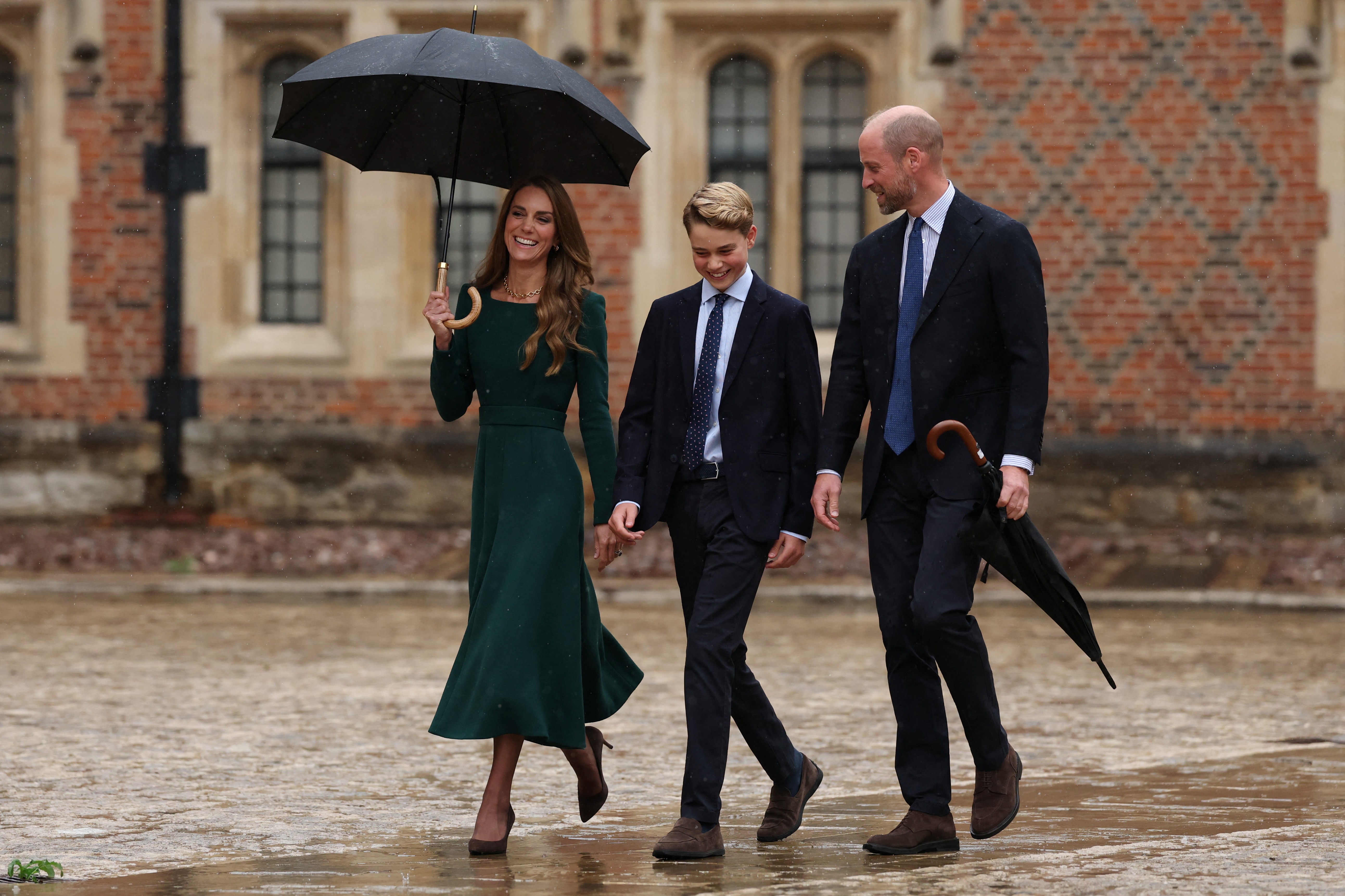 George walked between William and Catherine as he arrived at Eton on a rainy Sept. 8. At 13, his first day offered a clear reminder of how much he had grown since his earliest public appearances.