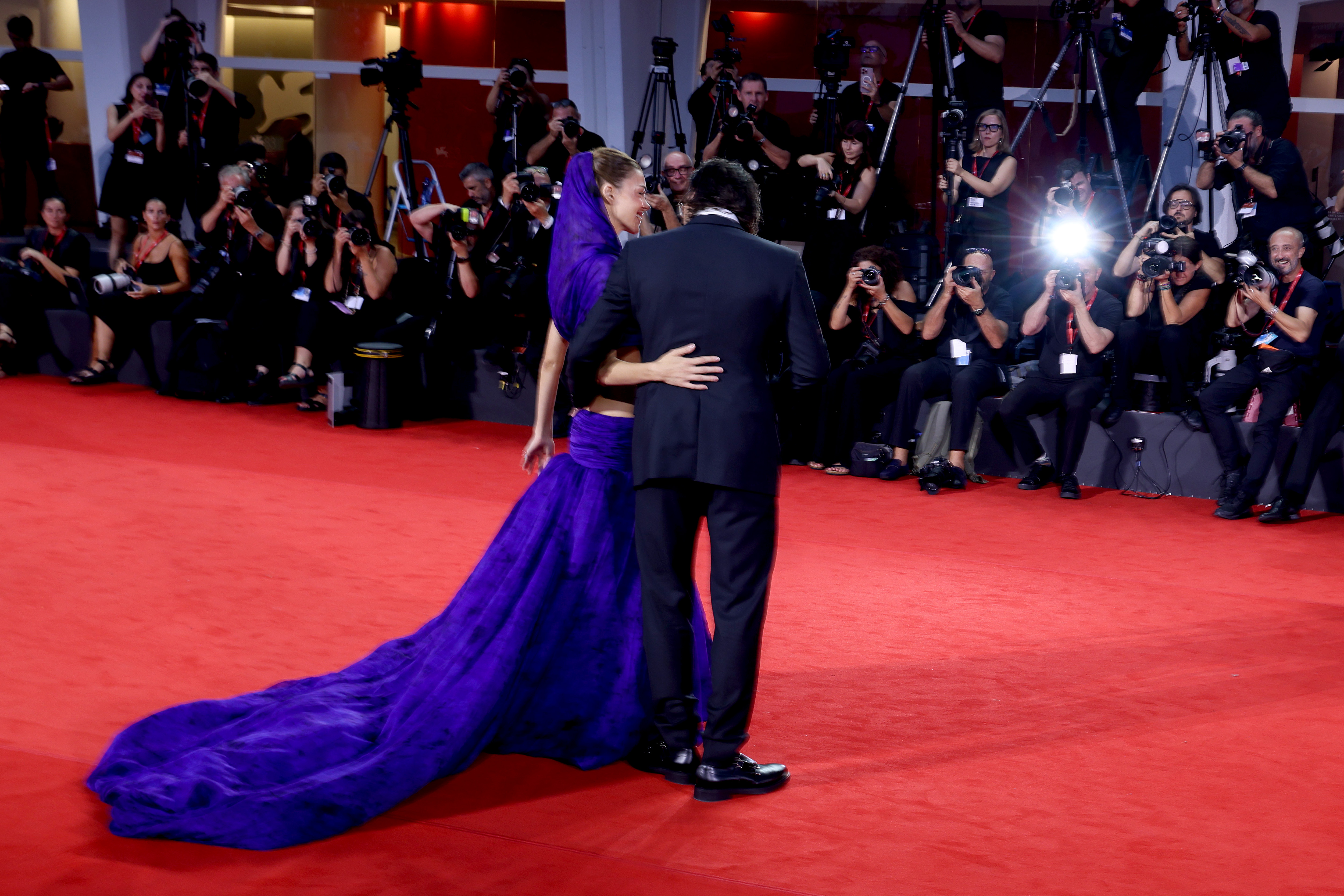 Brooklyn Beckham joined his wife sporting a noticeably disheveled hairstyle on the Kinéo Award red carpet during the 83rd Venice International Film Festival at Sala Grande on September 5, 2026, in Venice, Italy. | Source: Getty Images
