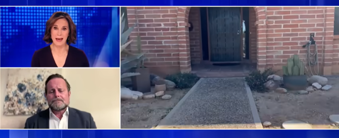 Dan O'Shea in an interview talks about Nancy Guthrie's case as a photo of Nancy's home is shown on the right, from a post dated February 7, 2026. | Source: YouTube/ NewsNation