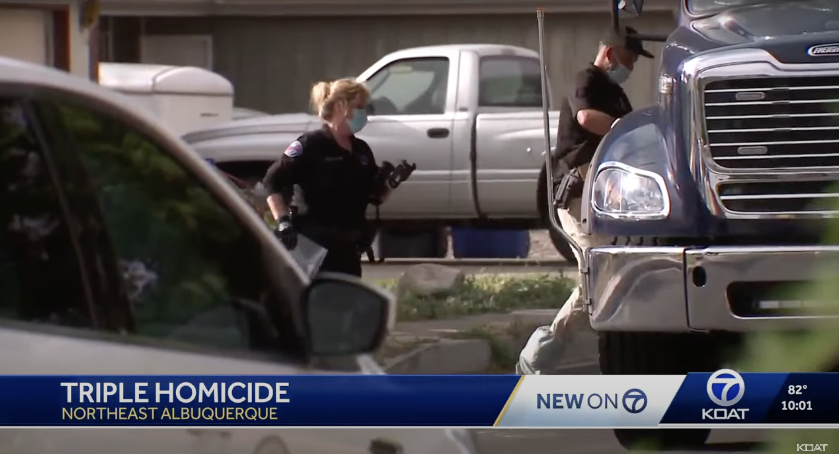 Police officers are seen in the area where the tragedy occurred in a video shared on May 25, 2025 | Source: YouTube/KOAT
