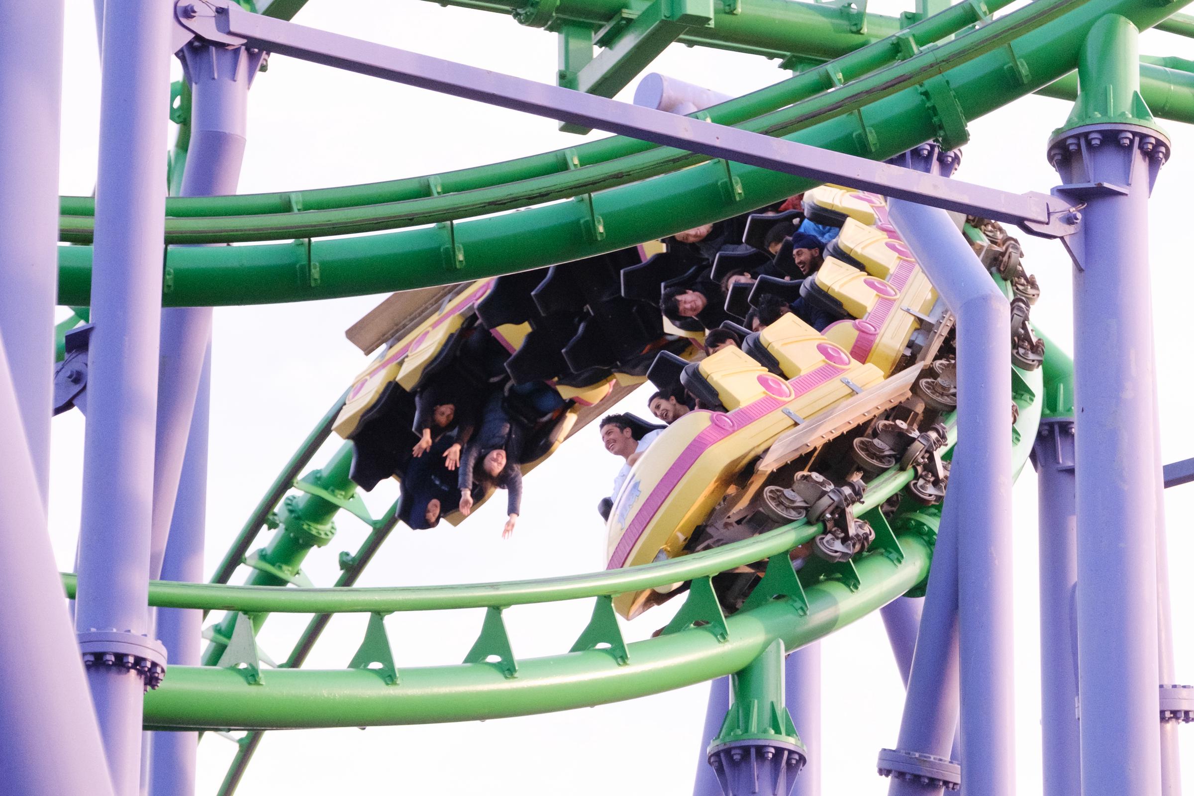 Guests riding rollercoasters at Six Flags in Maryland on October 28, 2022 | Source: Getty Images