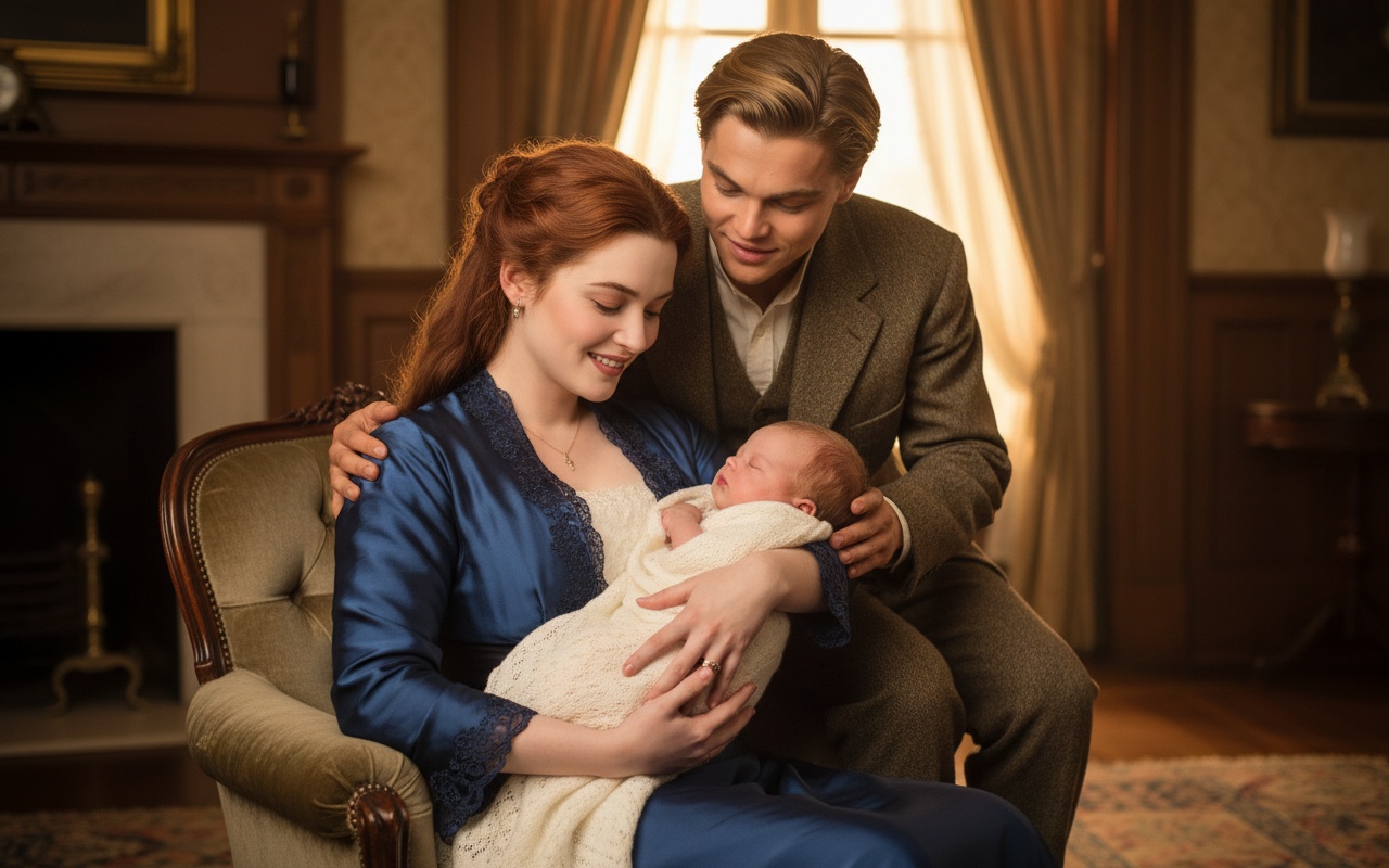 Rose and Jack with their newborn baby, if the couple had started a family. | Source: Grok