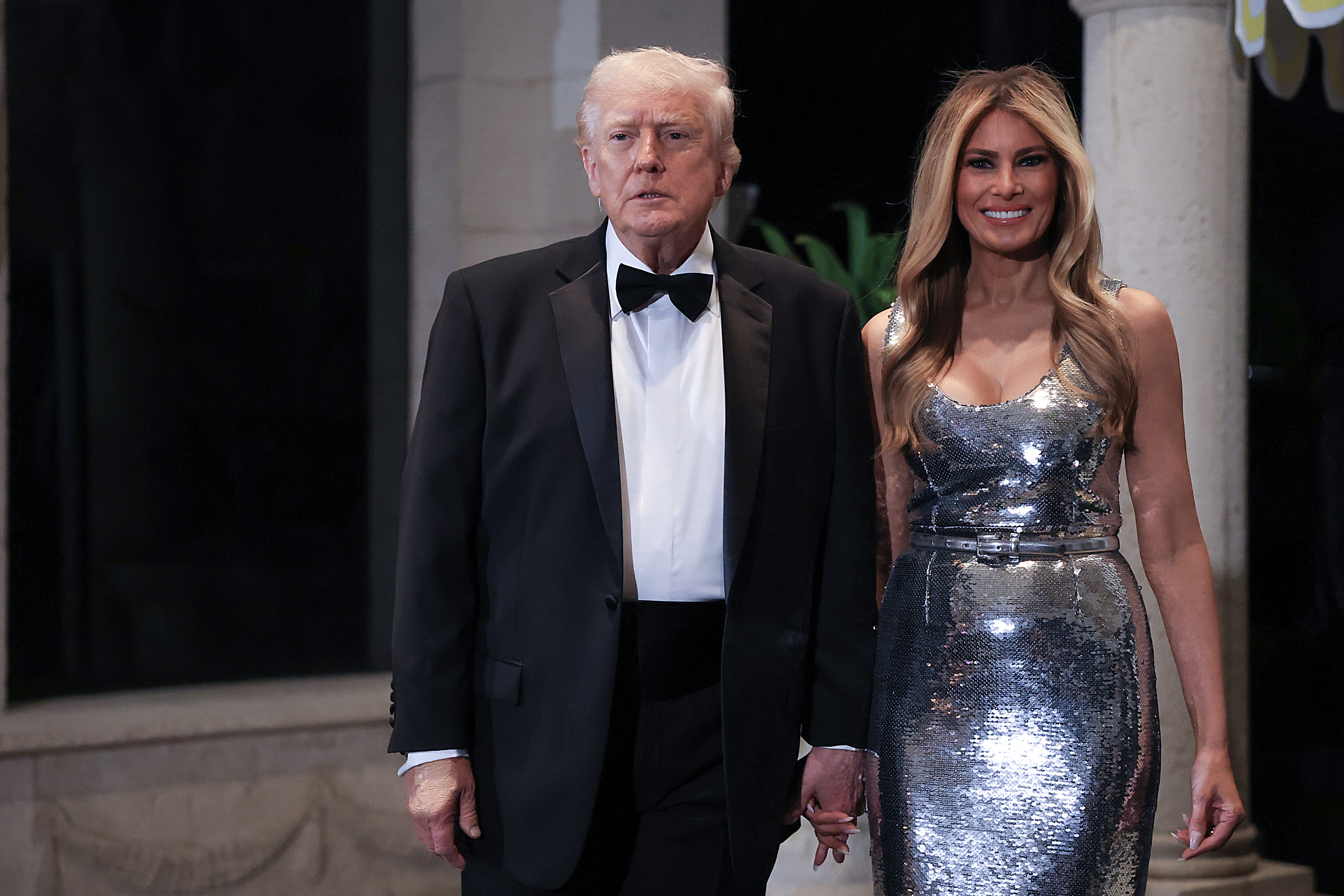 Donald and Melania Trump at a New Year's Eve event at his Mar-a-Lago home in Palm Beach, Florida on December 31, 2025. | Source: Getty Images