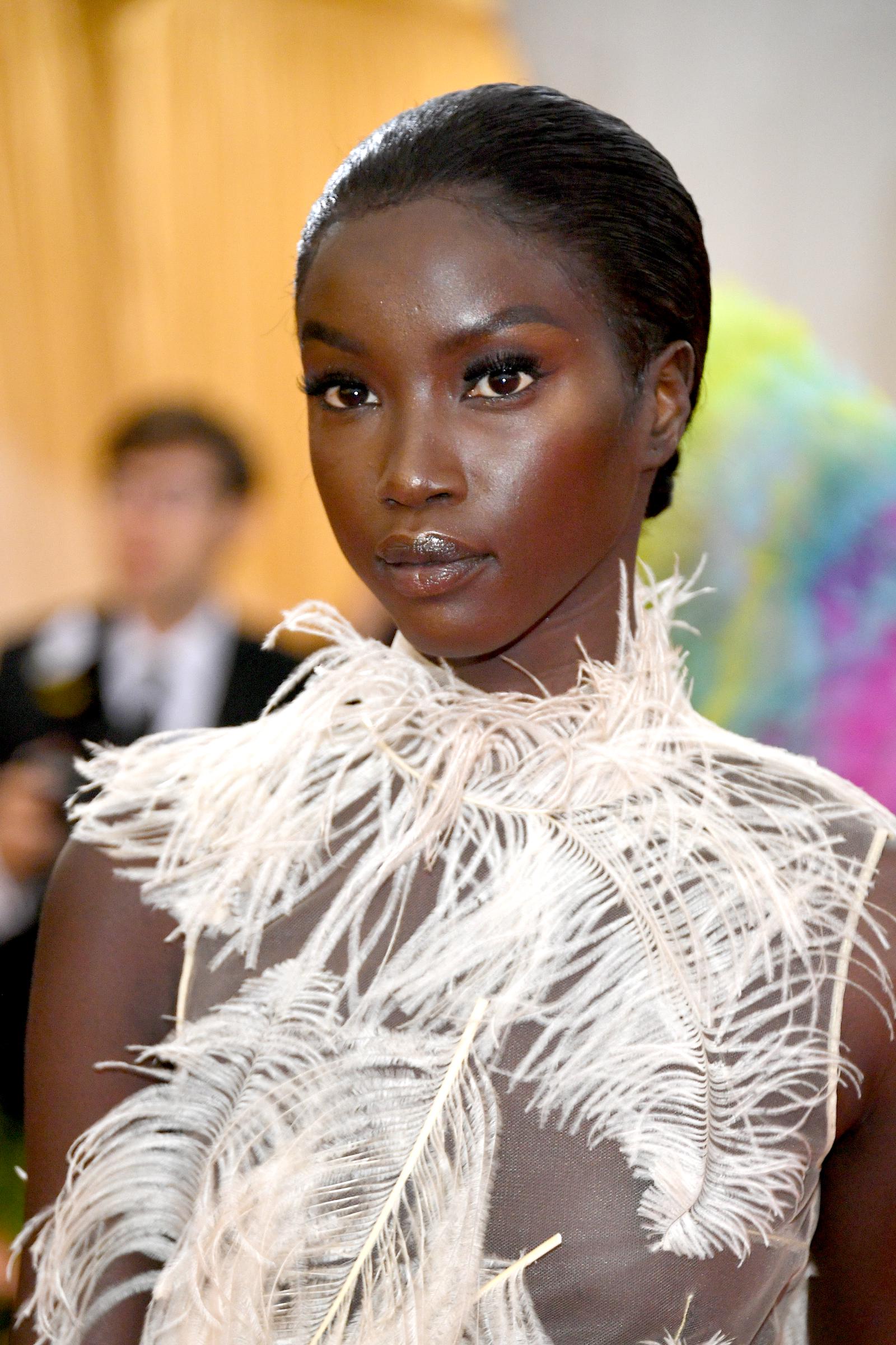 Anok Yai poses at The Met Gala Celebrating Camp: Notes on Fashion at the Metropolitan Museum of Art in New York City on May 6, 2019 | Source: Getty Images
